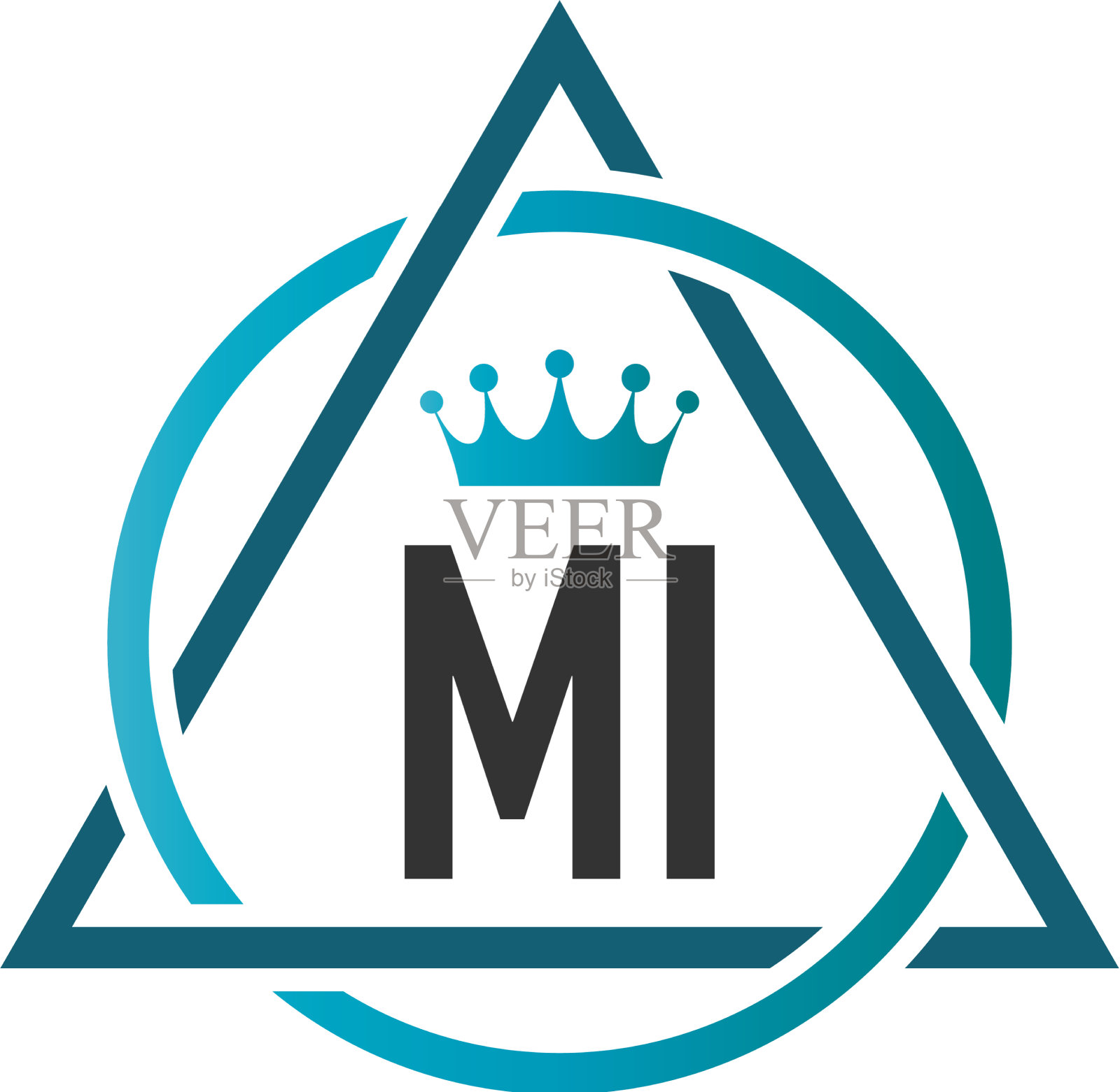 首字母mi圆三角形标志设计插画图片素材