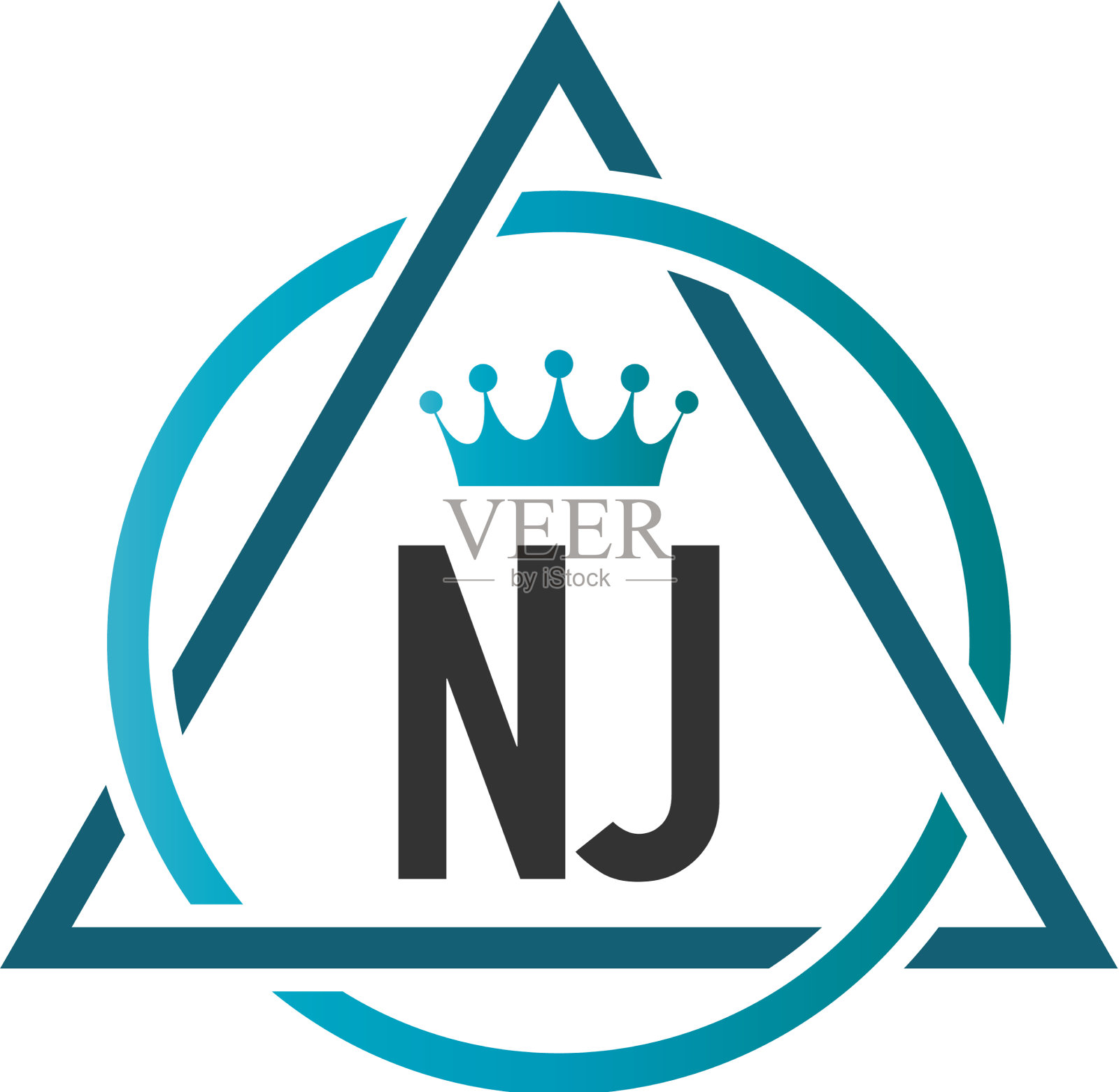 首字母nj圆三角形标志设计插画图片素材