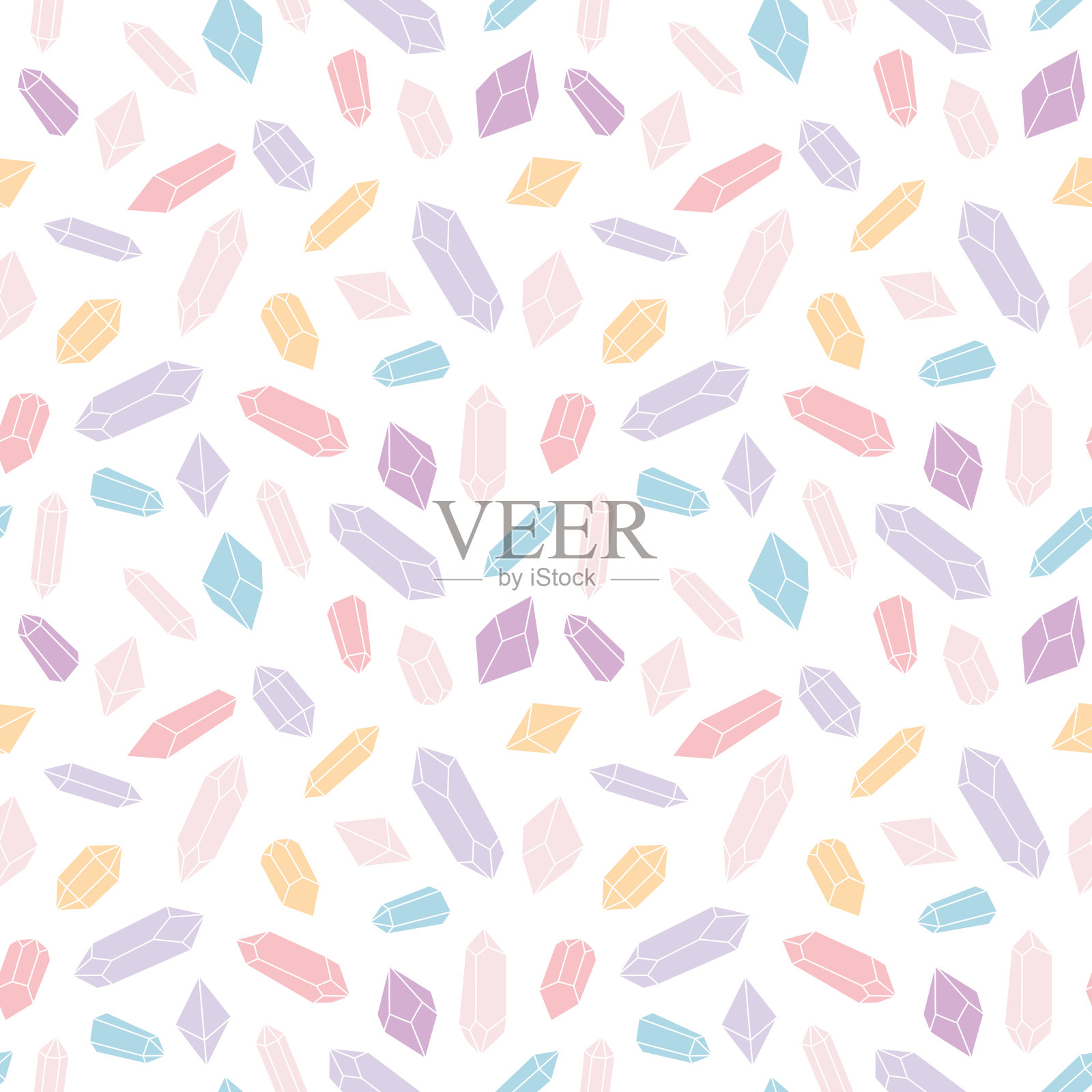 彩色水晶重复图案设计，宝石重复宝石向量插画图片素材