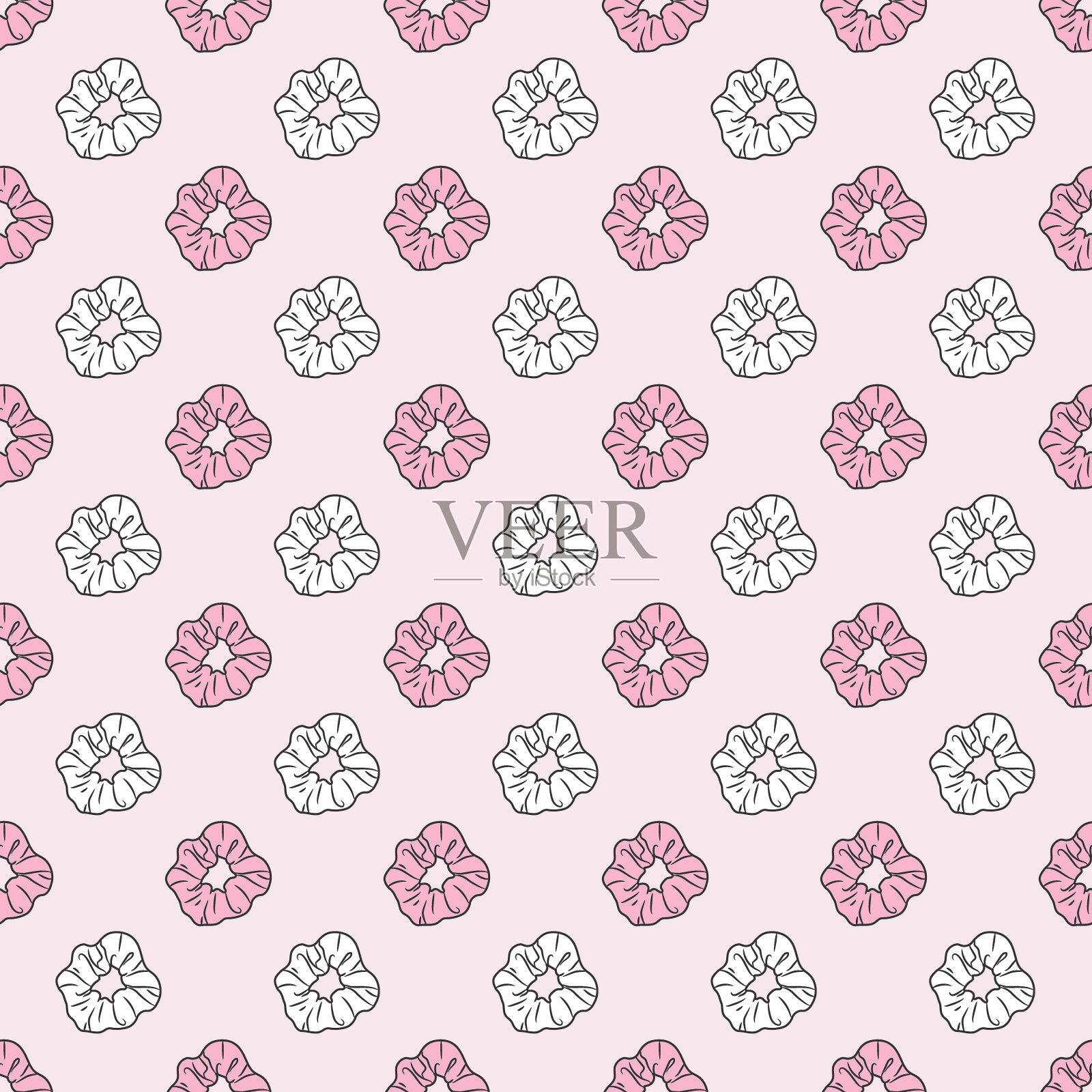 向量发卷粉红色和白色粉彩图案背景，发卷，发带。插画图片素材