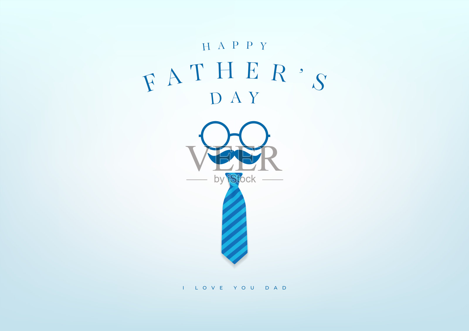 父亲节快乐，蓝色领带横幅和礼物卡。矢量插图。插画图片素材