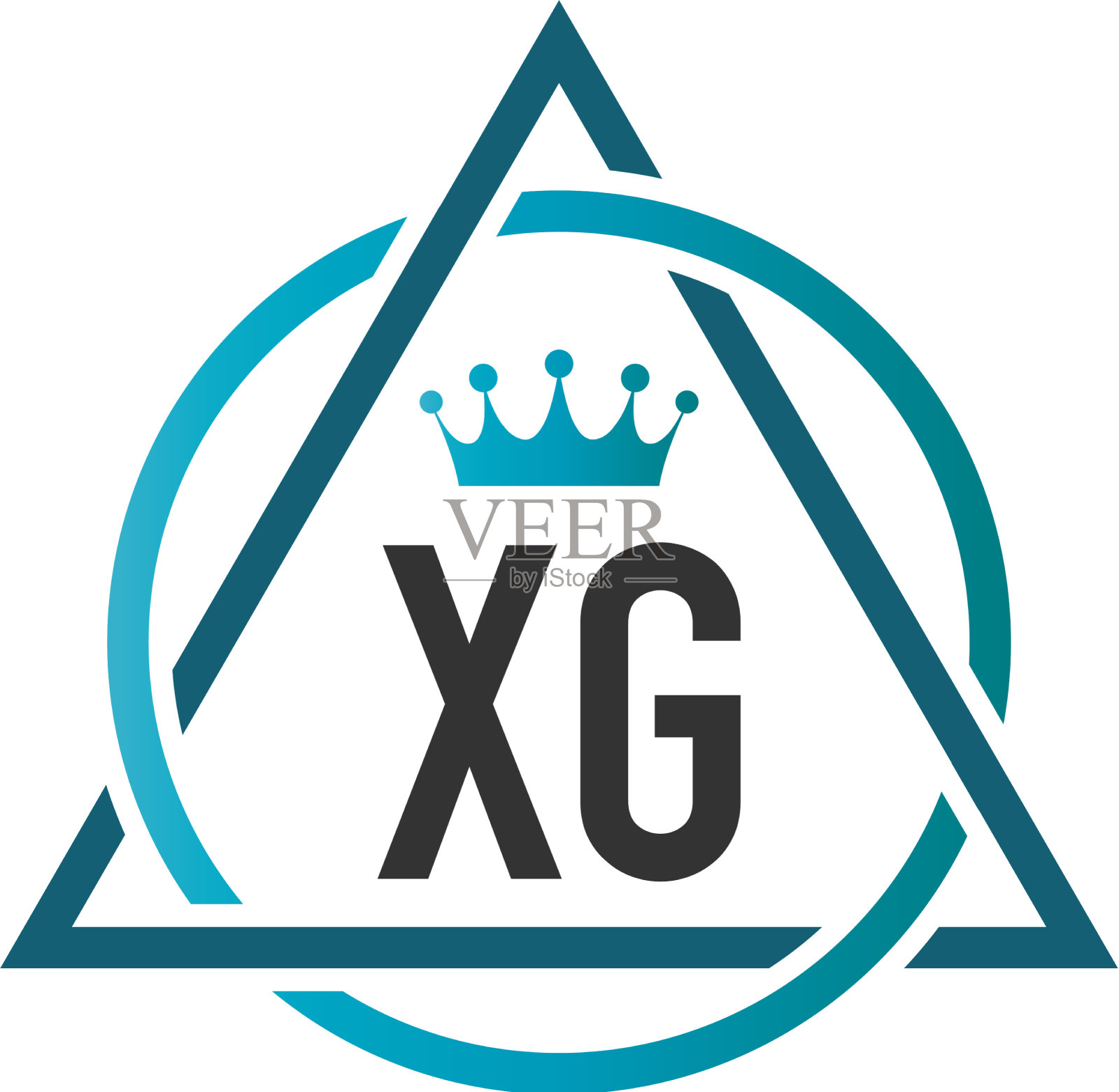 首字母xg圆三角形标志设计插画图片素材
