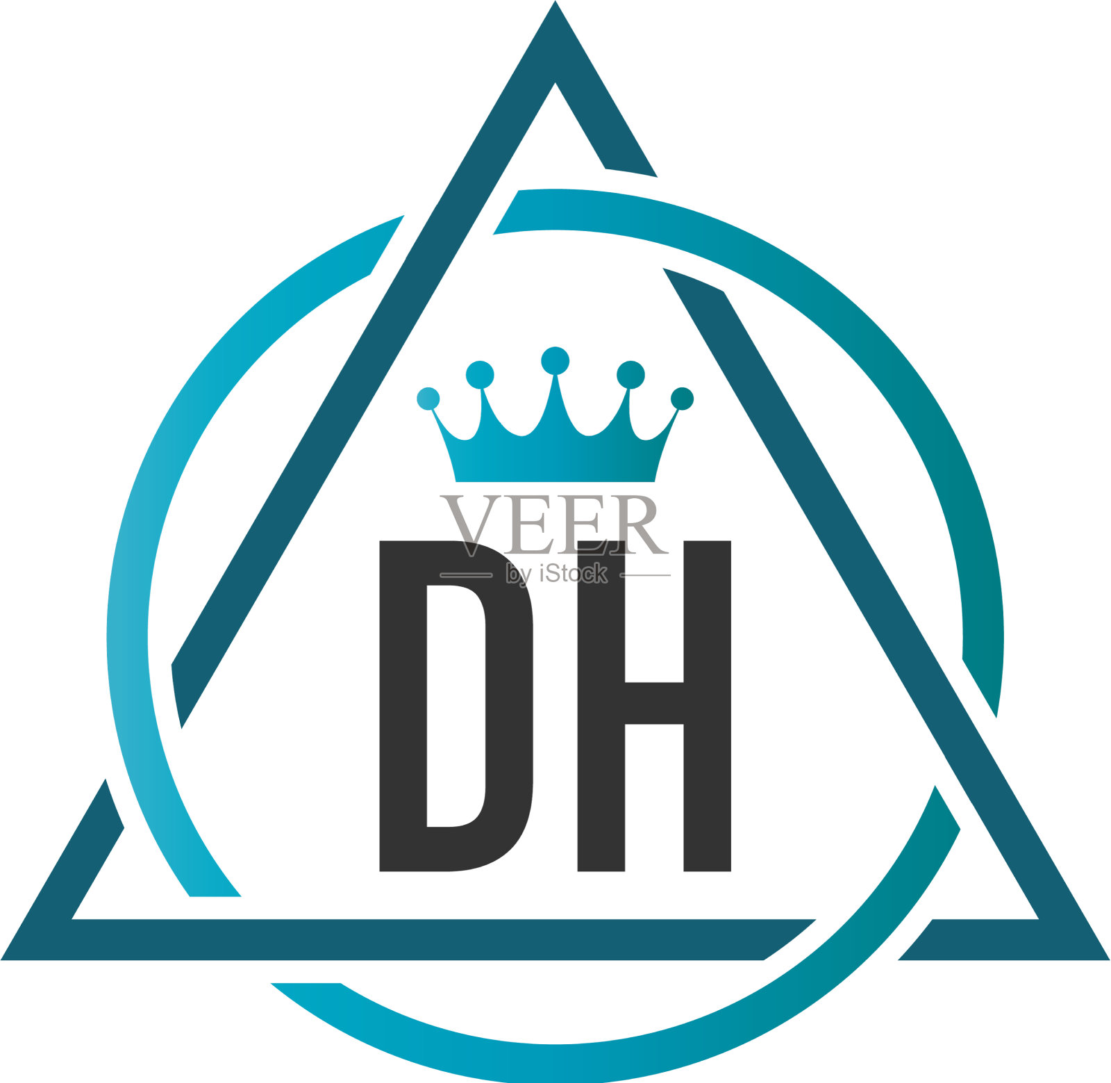 首字母dh圆三角形标志设计插画图片素材