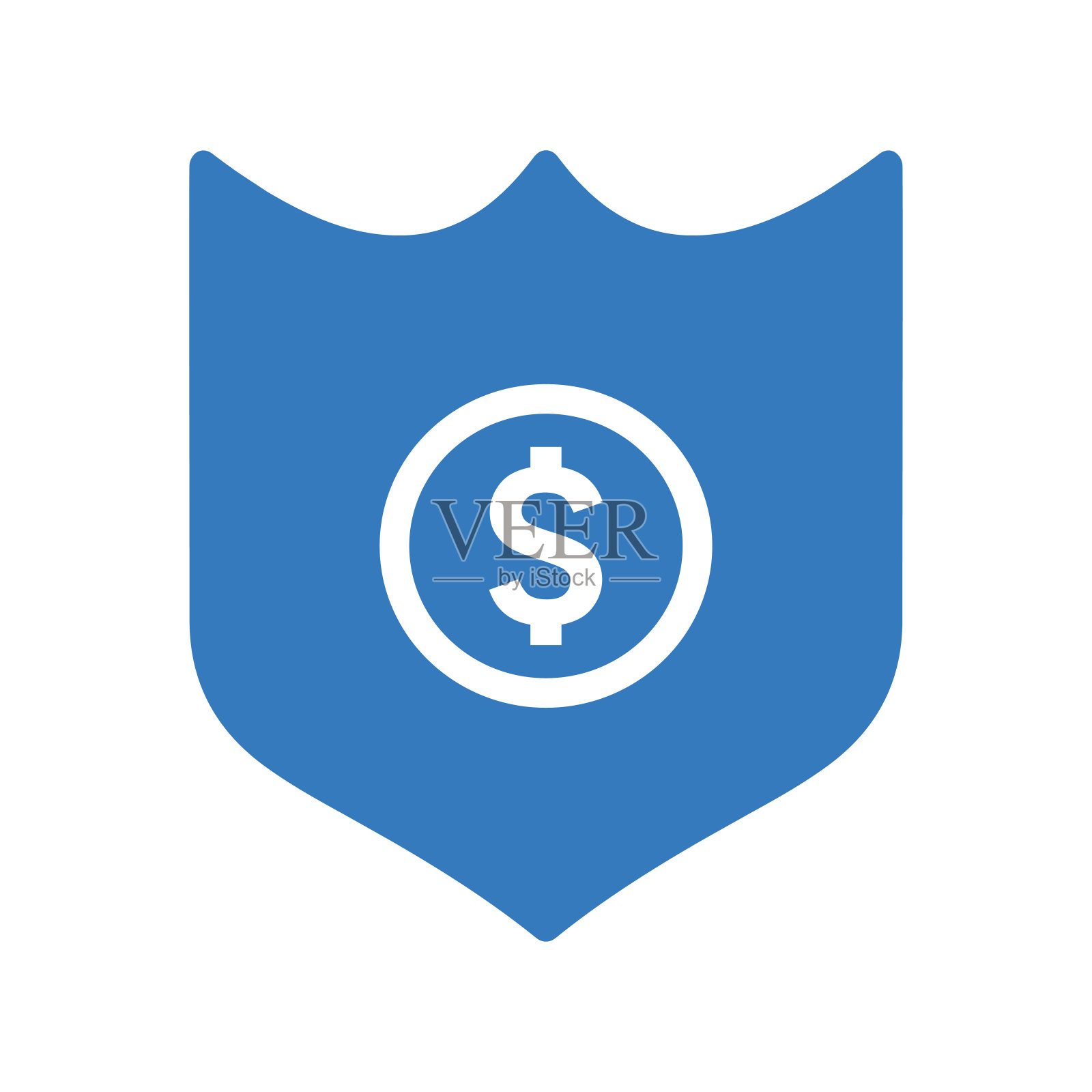 保护，美元，保护图标。蓝色的向量。插画图片素材