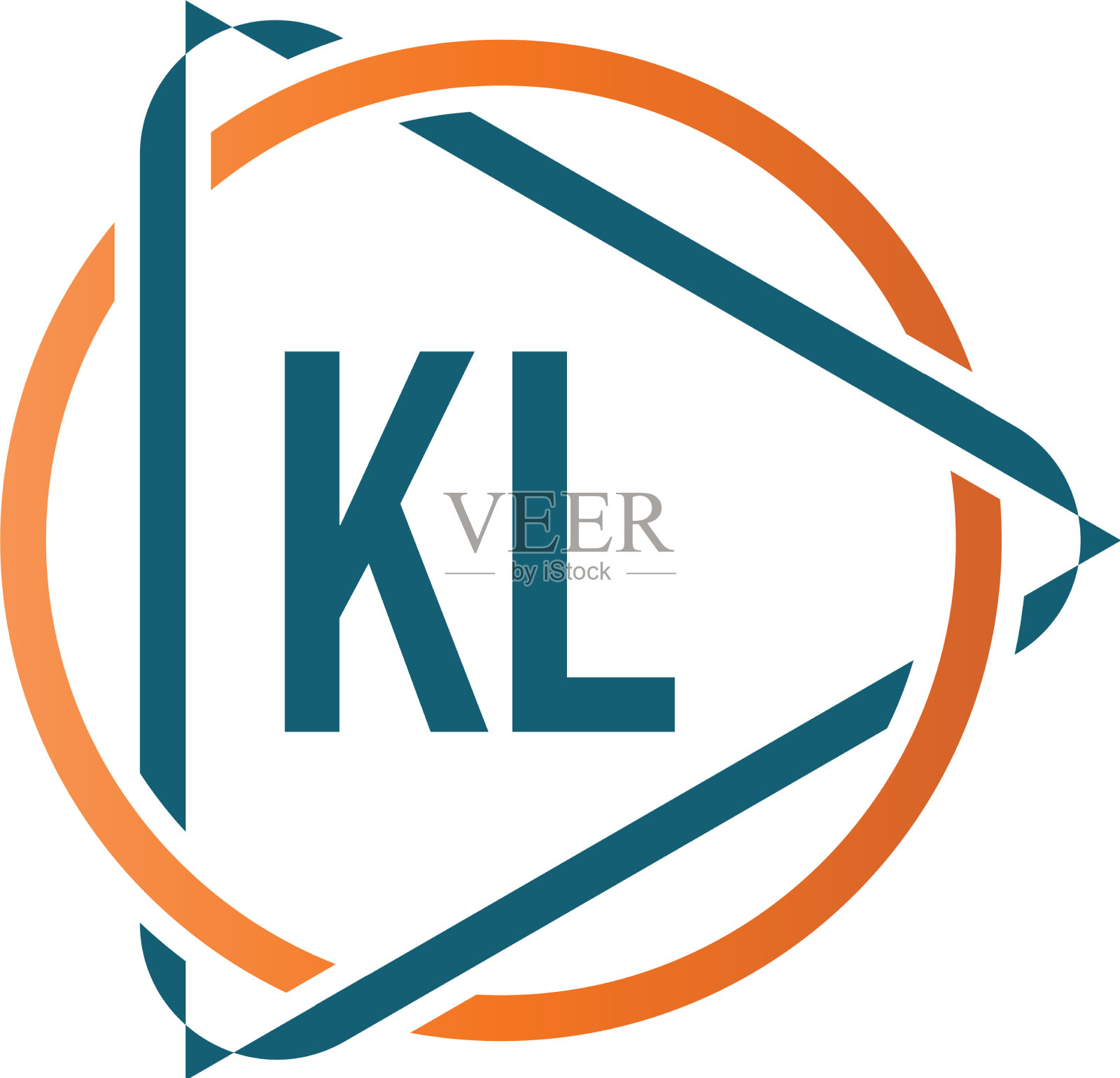 首字母kl圆形三角形标志设计插画图片素材