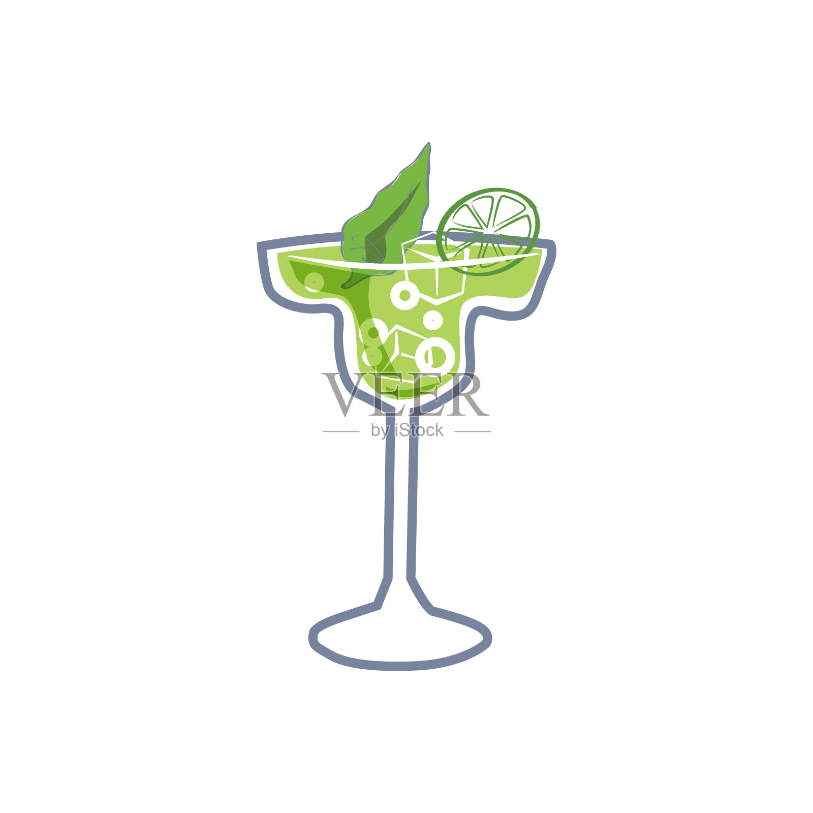 鸡尾酒玛格丽塔酒精饮料图标。夏季饮料，矢量插图卡通插画图片素材