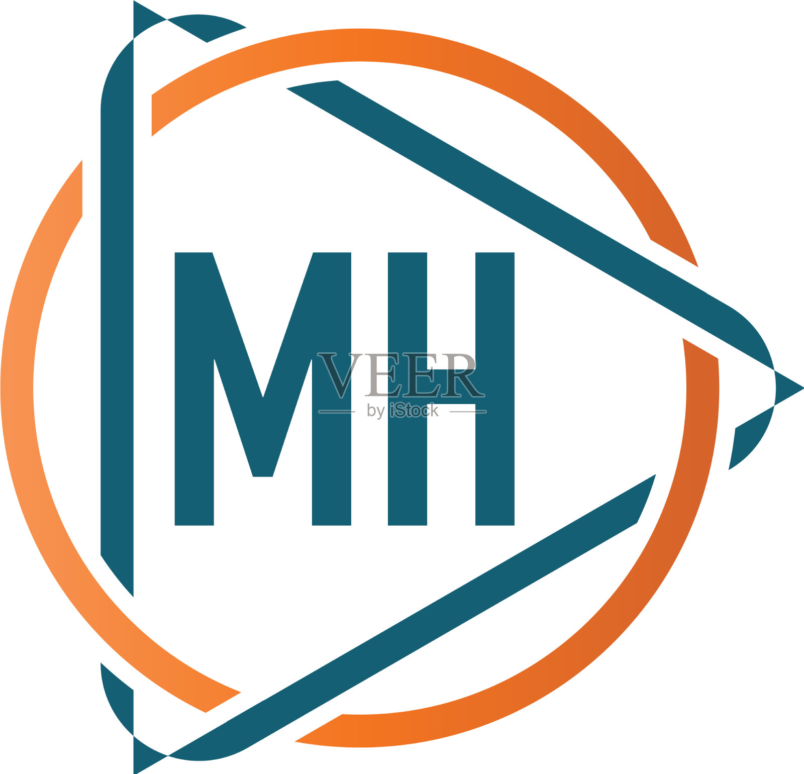 首字母mh圆形三角形标志设计插画图片素材
