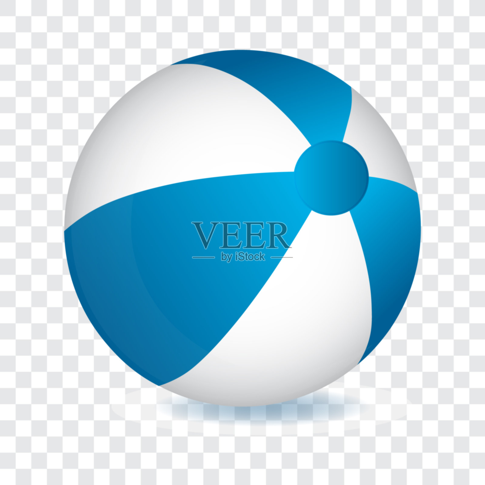 蓝色和白色的沙滩球，矢量插图。插画图片素材