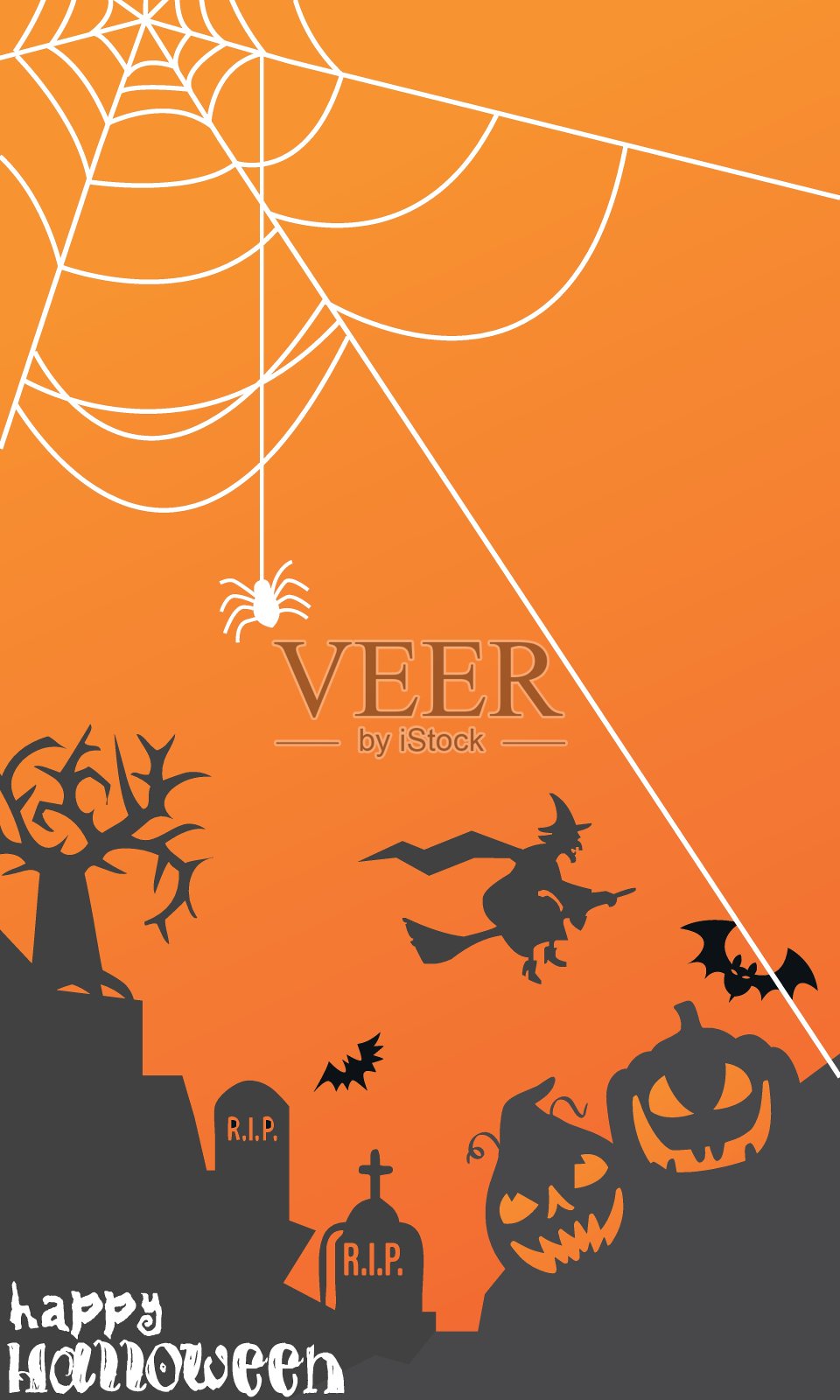 万圣节快乐的信息。万圣节Konpet贺卡，海报，横幅，传单和邀请，节日背景。插画图片素材
