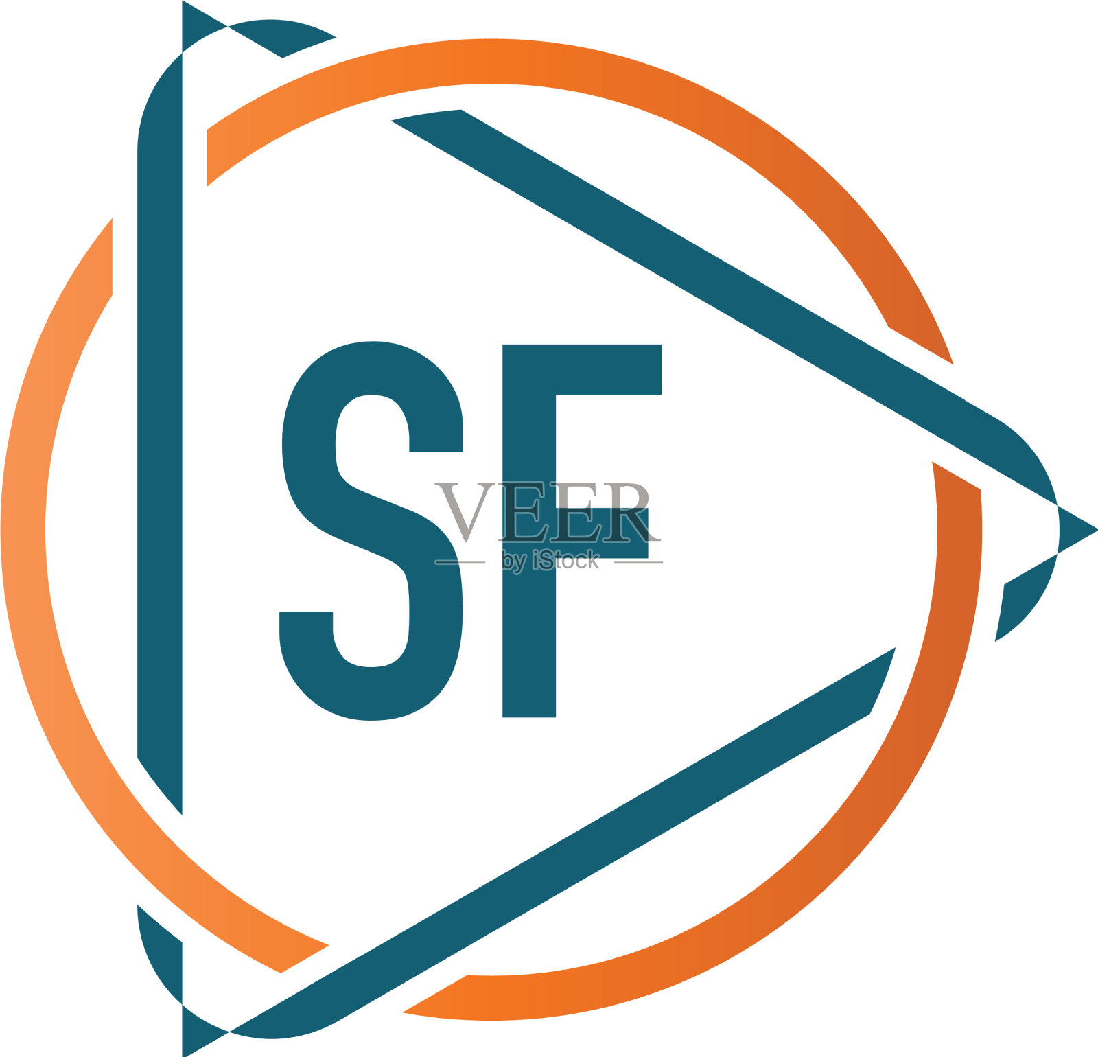 首字母sf圆三角形标志设计插画图片素材