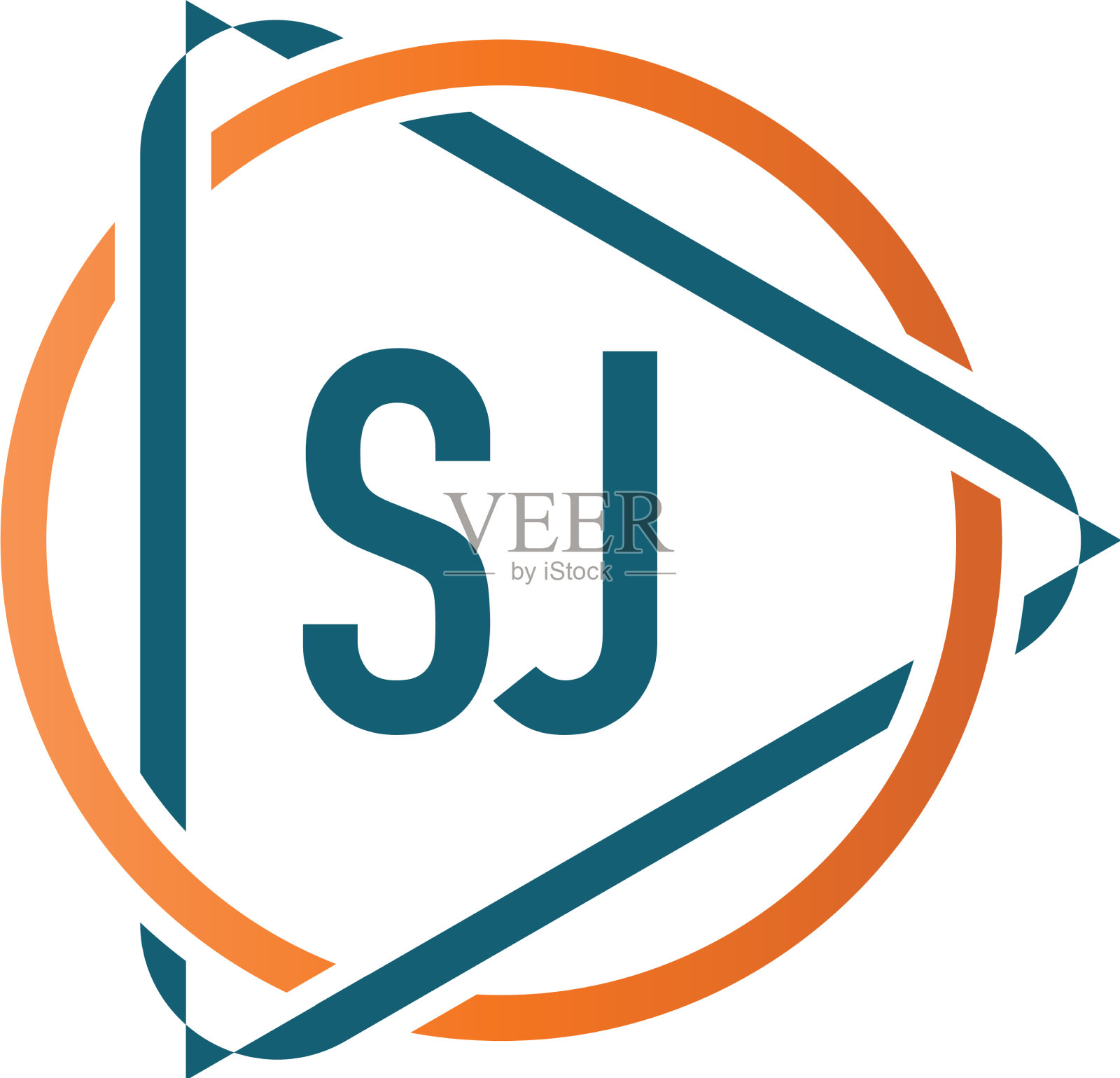 首字母sj圆形三角形标志设计插画图片素材