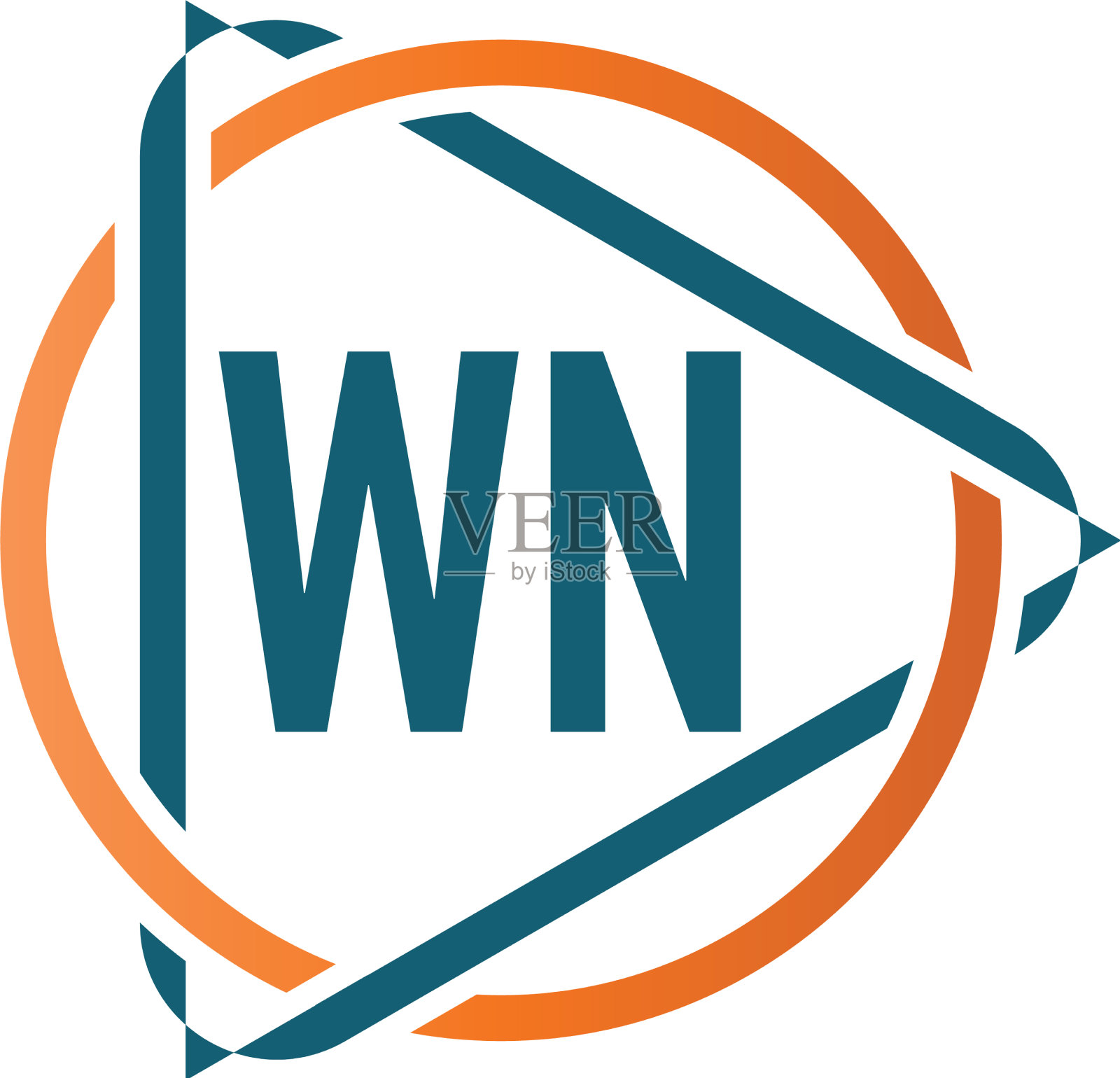 首字母wn圆三角形标志设计插画图片素材