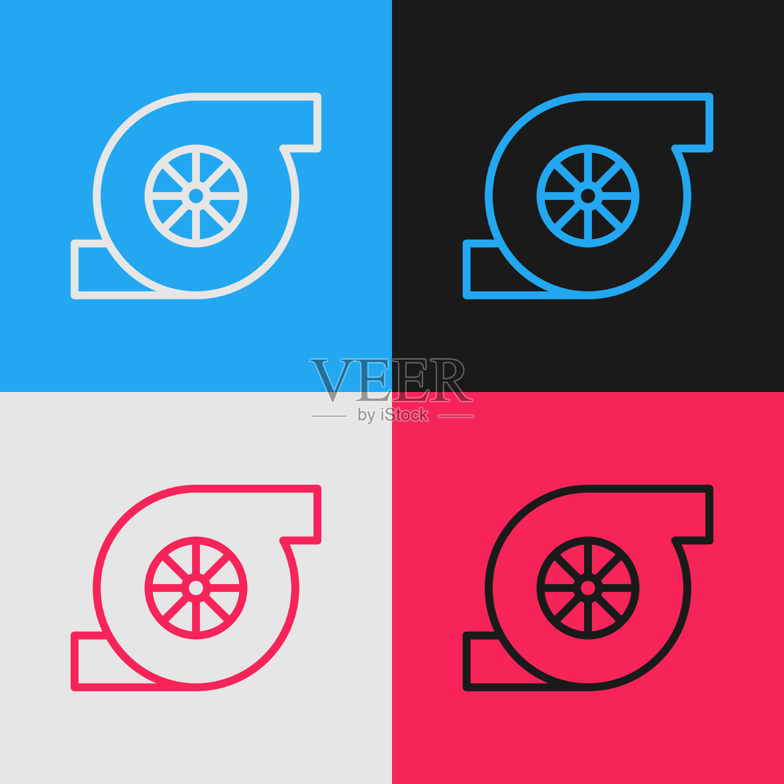 波普艺术系列汽车涡轮增压器图标孤立插画图片素材