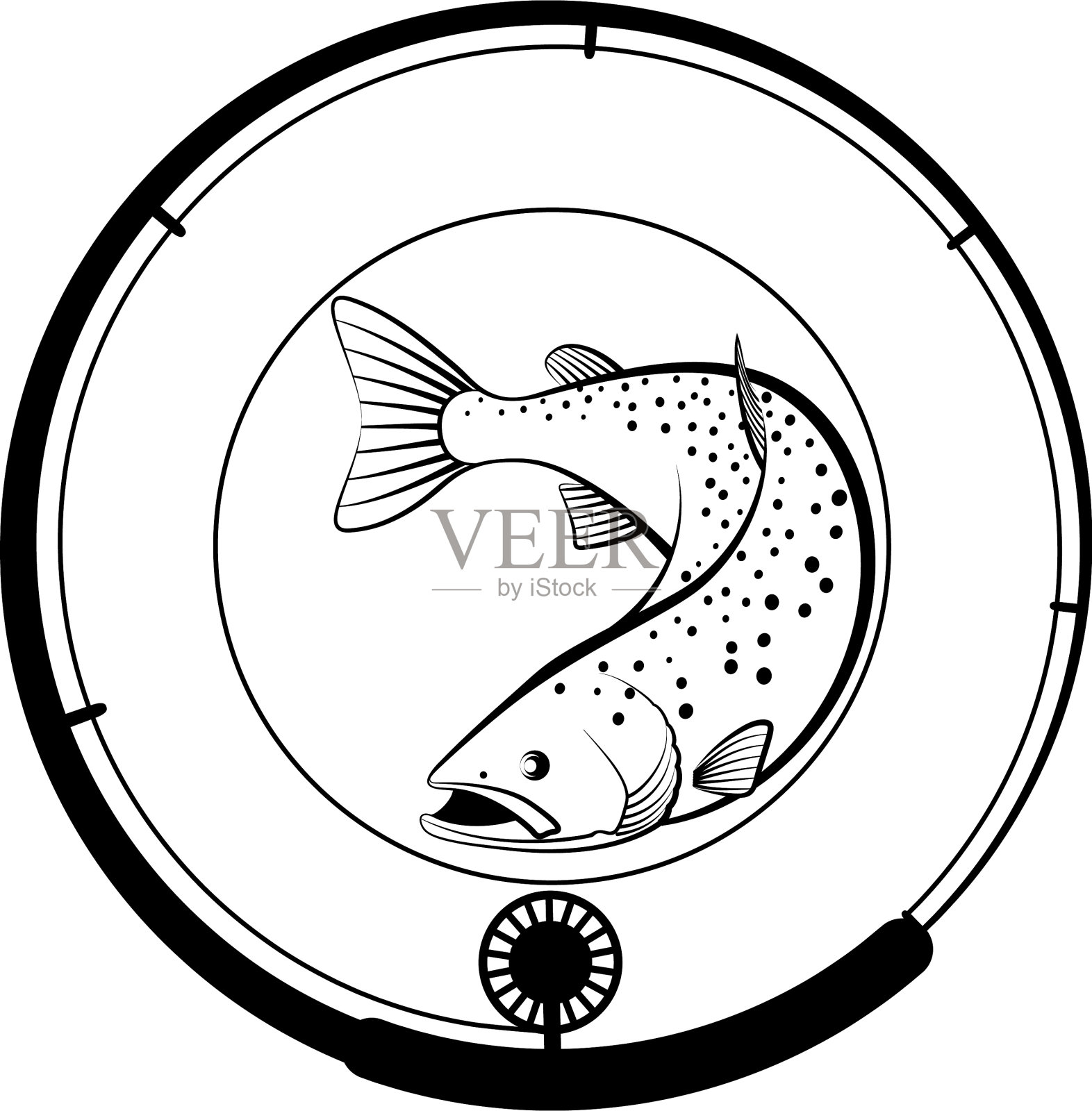 钓鱼的徽章插画图片素材