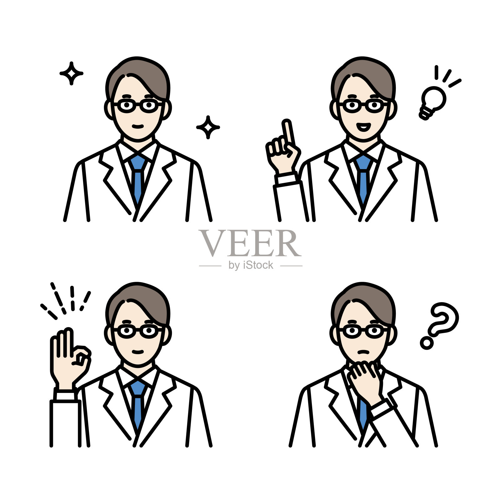 男医生的上半身化身套装插画图片素材