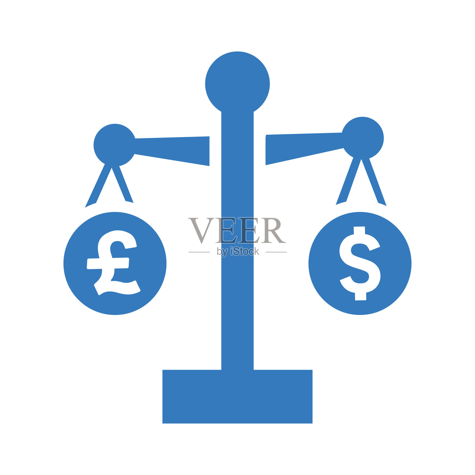 货币平衡，测量，重量图标。蓝色的设计。图标素材