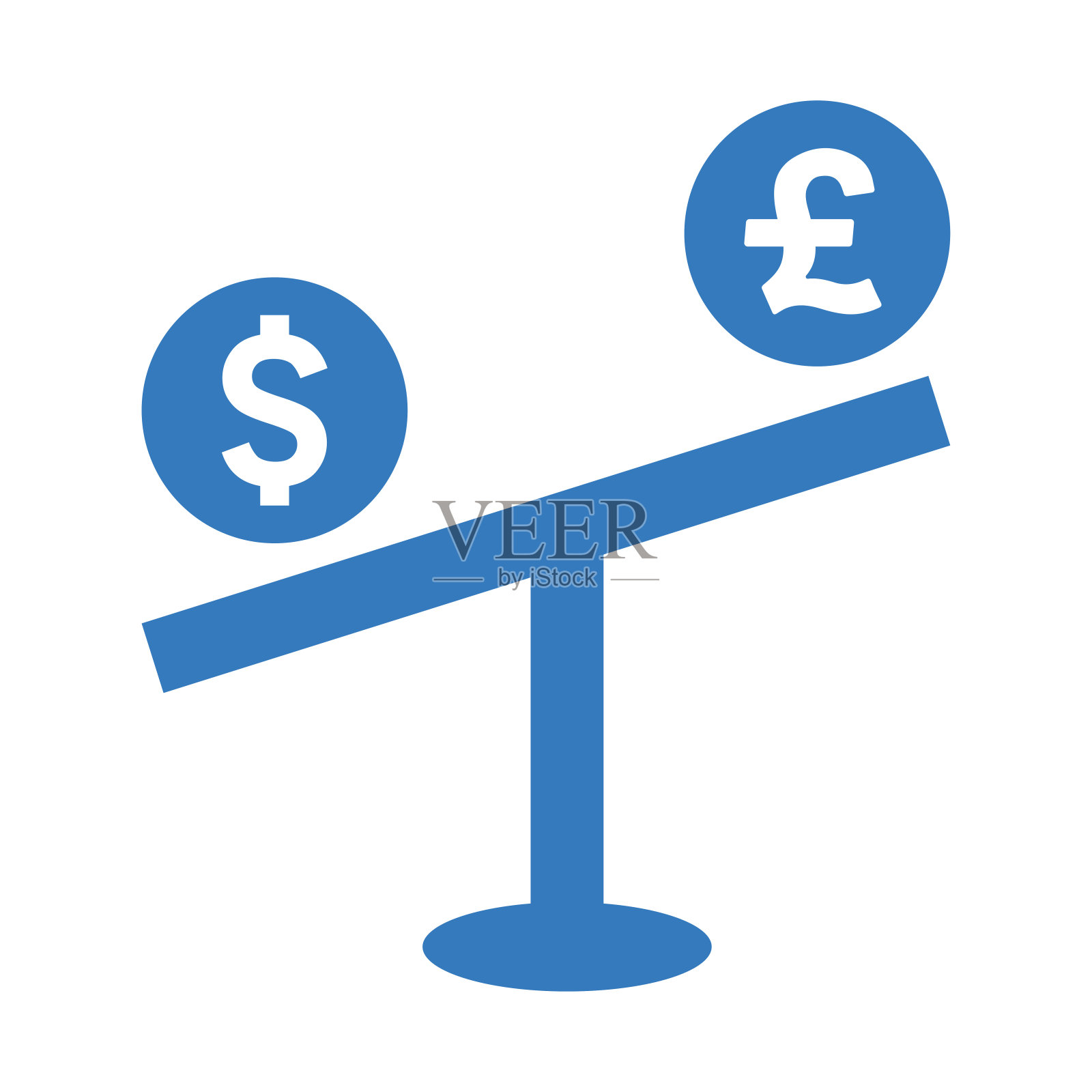 竞争，货币汇率的图标。蓝色的设计。图标素材