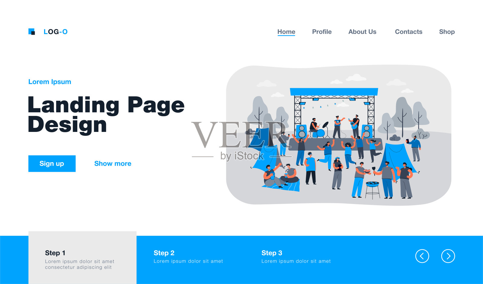 露天摇滚音乐节插画图片素材