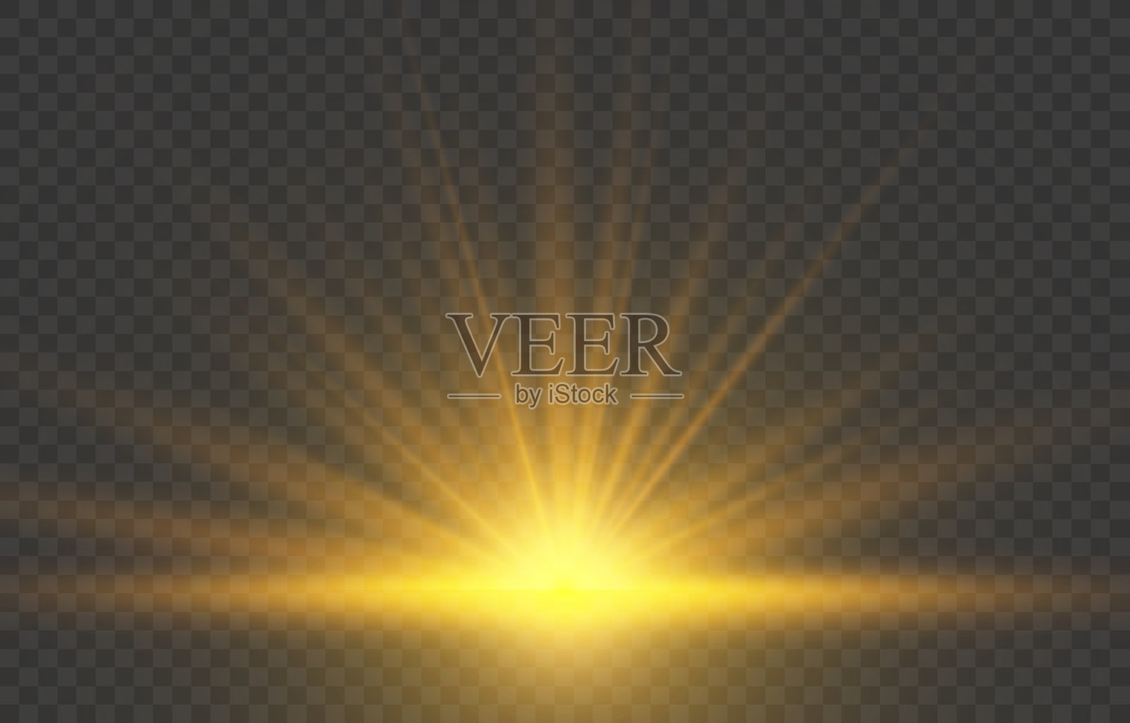 现实的日出照明。黄色的阳光照射在透明的背景上插画图片素材