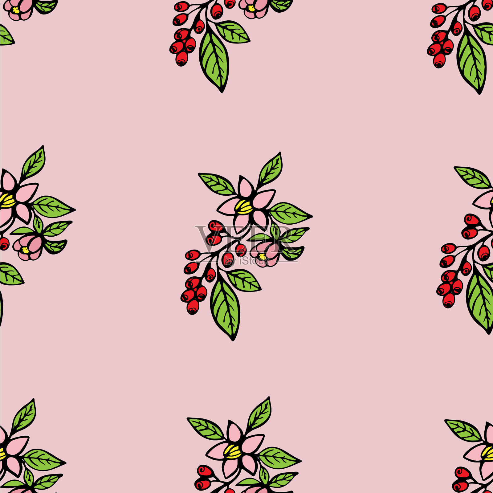 图形无缝图案与咖啡插画图片素材