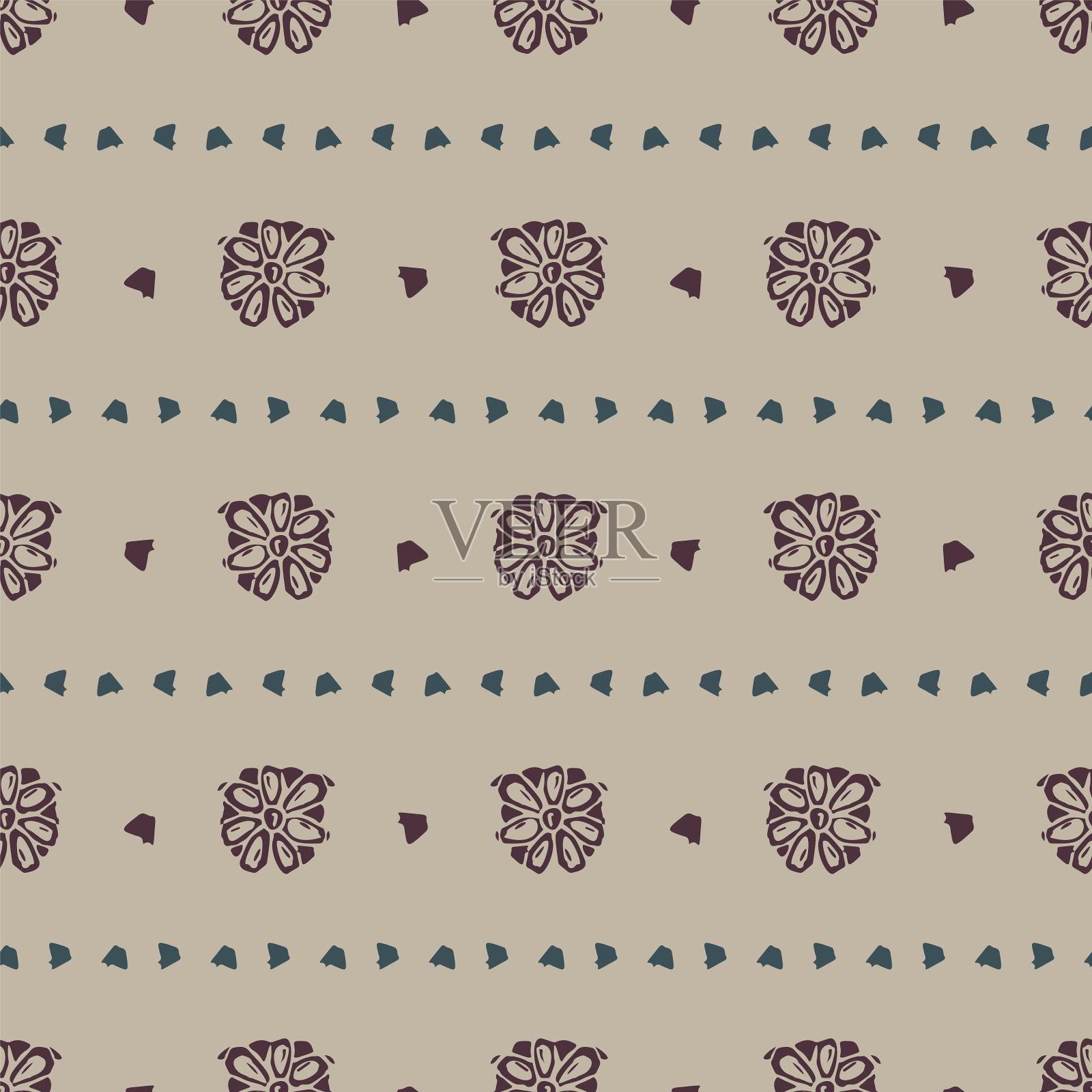 手工雕琢雕版印花花无缝插画图片素材