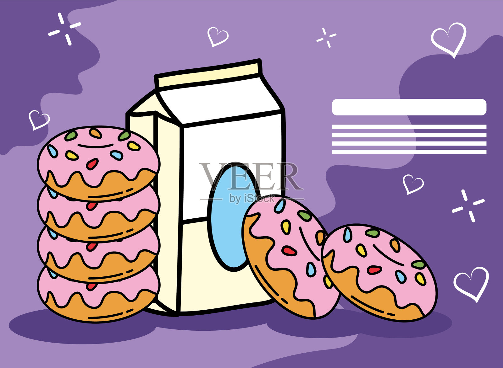 牛奶和甜甜圈插画图片素材