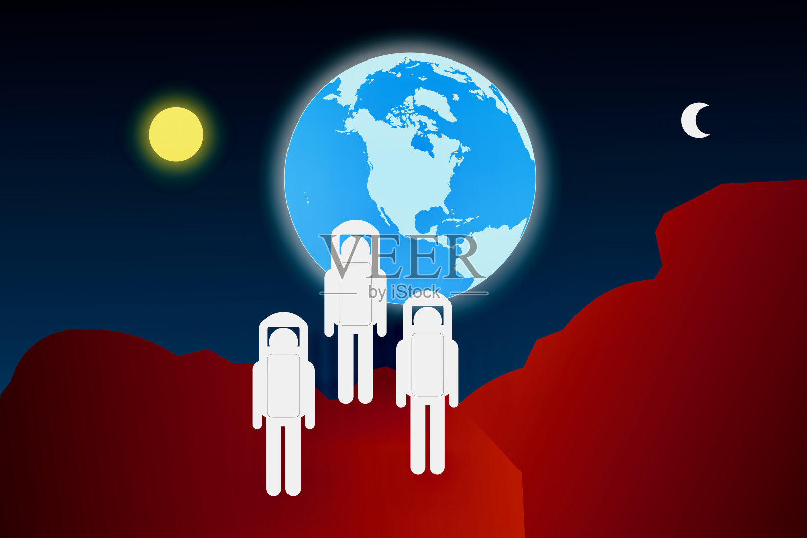 从太空看地球插画图片素材