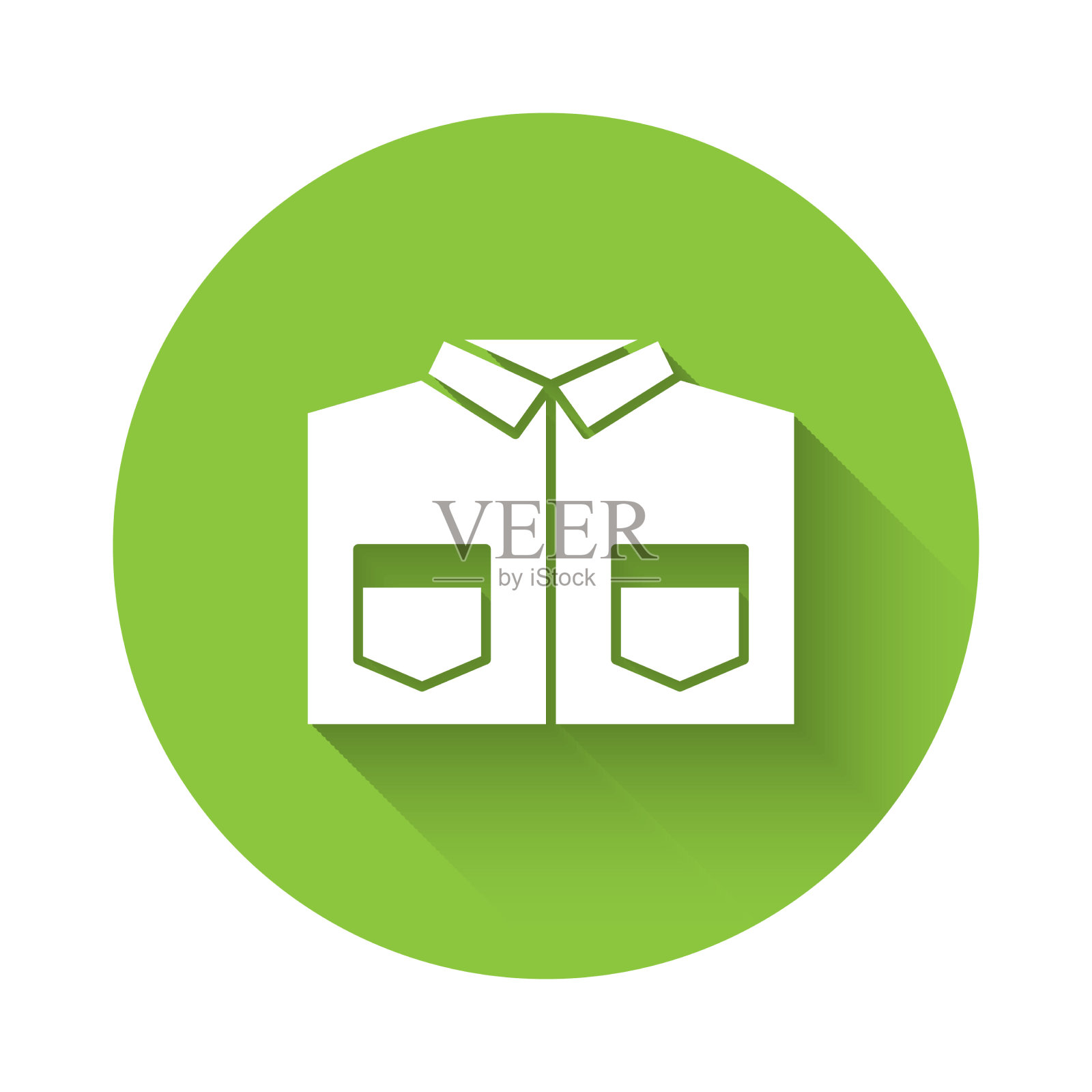 白色衬衫图标孤立与长阴影绿色插画图片素材