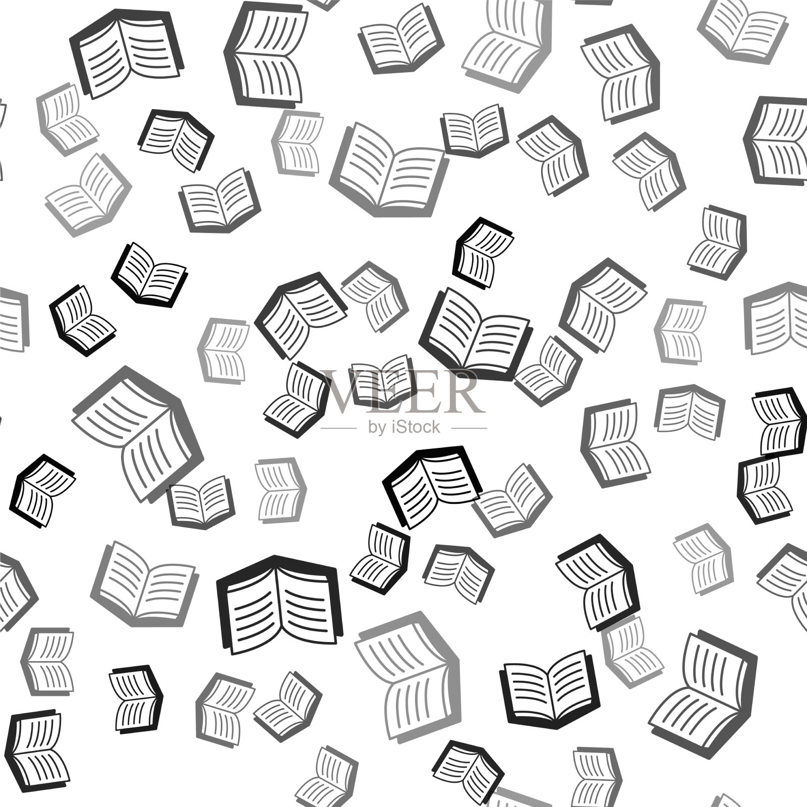 黑色打开书图标隔离无缝模式上插画图片素材
