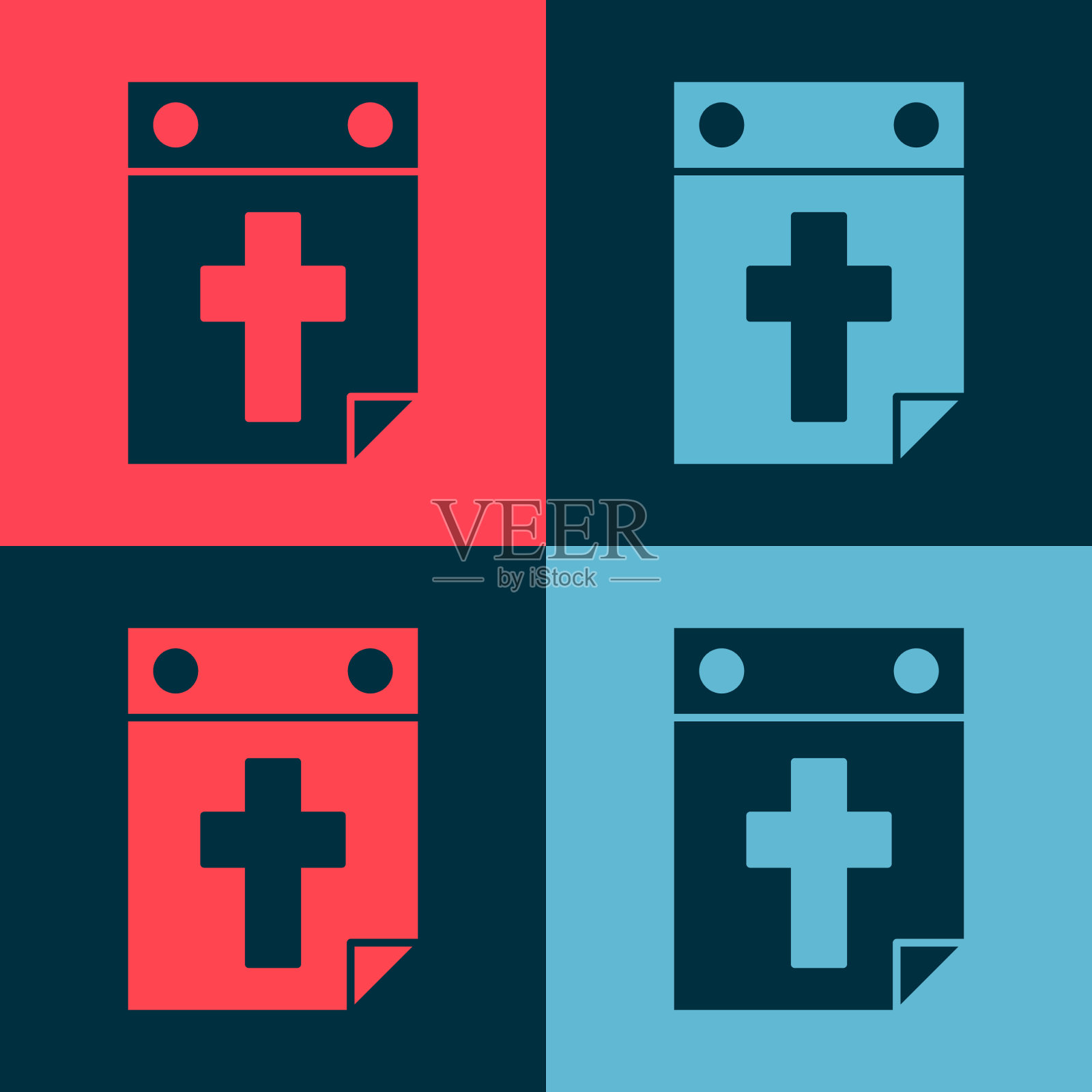 波普艺术日历上的死亡图标孤立的颜色图标素材