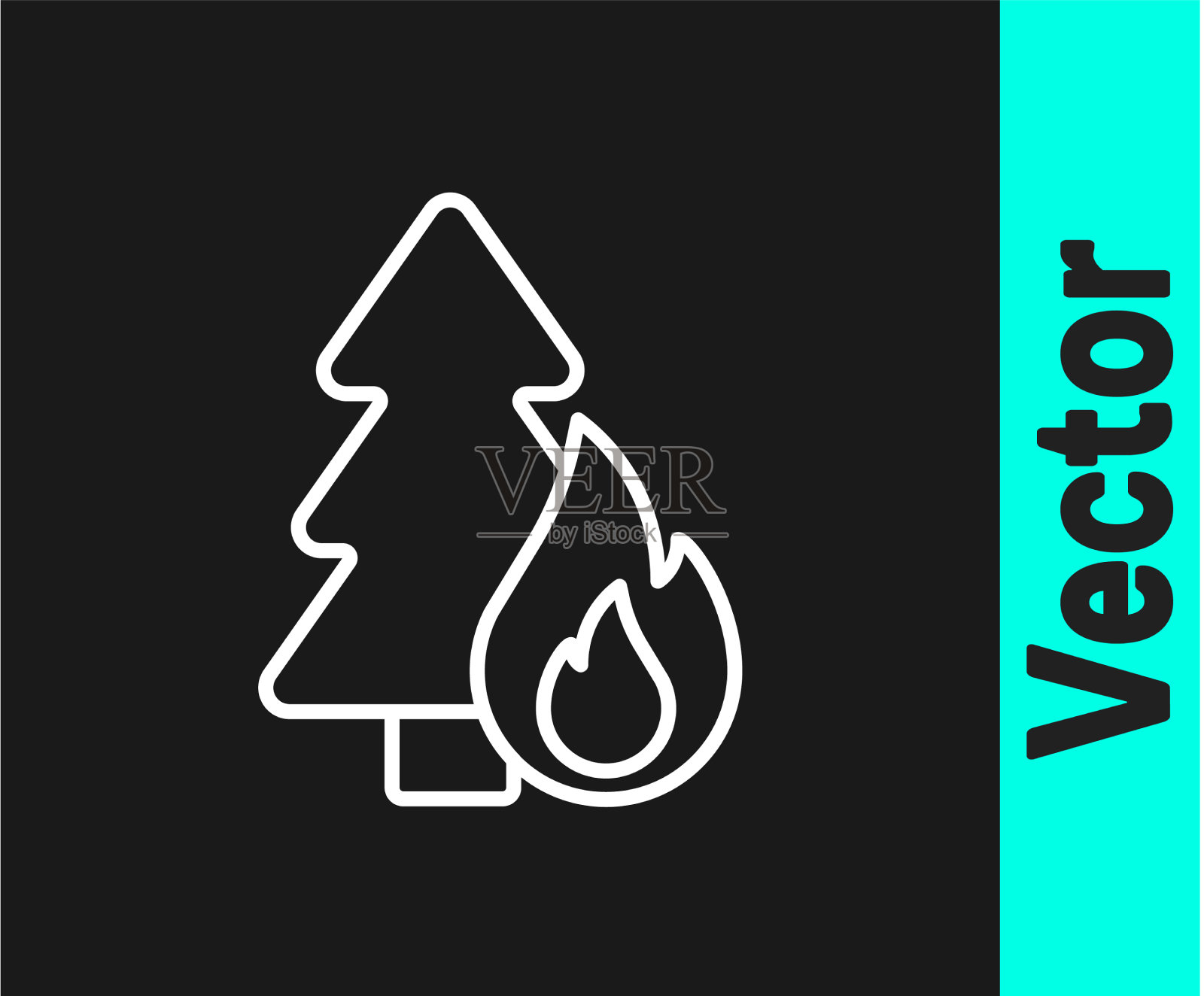 白线燃烧森林的树木在火焰中燃烧插画图片素材