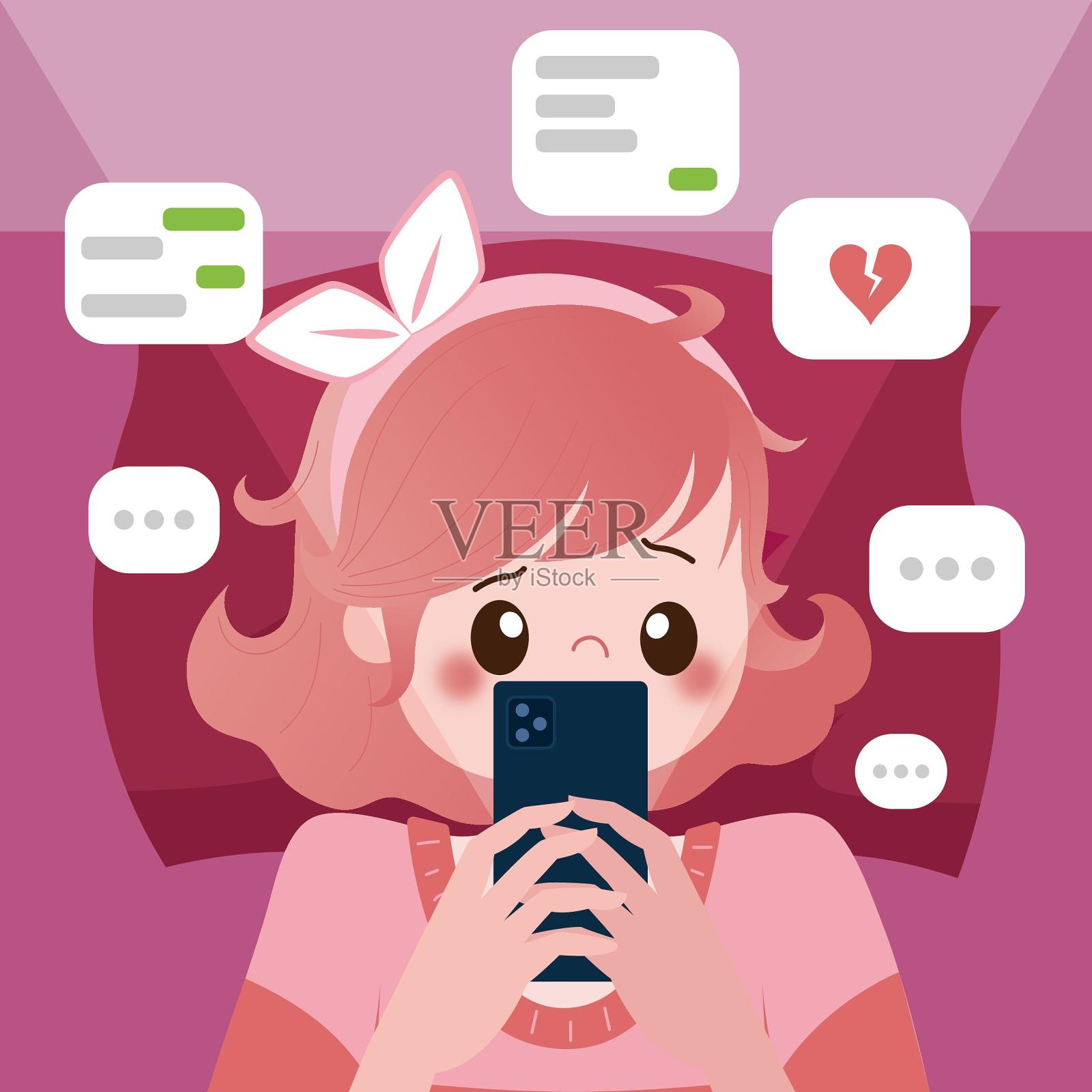 伤心的看着手机设计元素图片