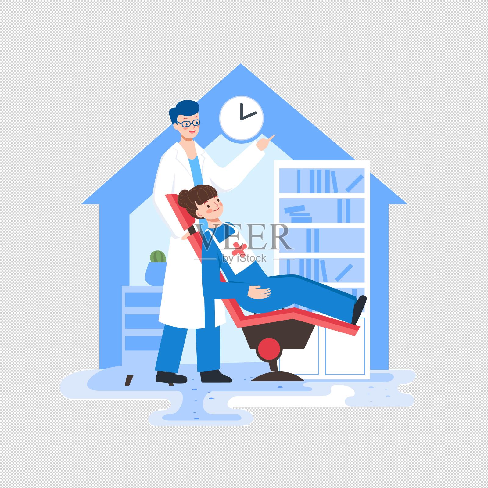 医疗服务问诊检查手绘插画设计元素图片