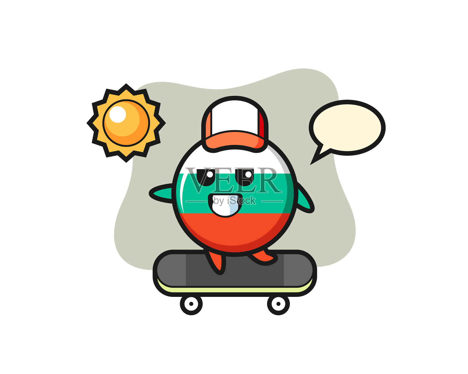 保加利亚国旗徽章人物骑滑板设计元素图片