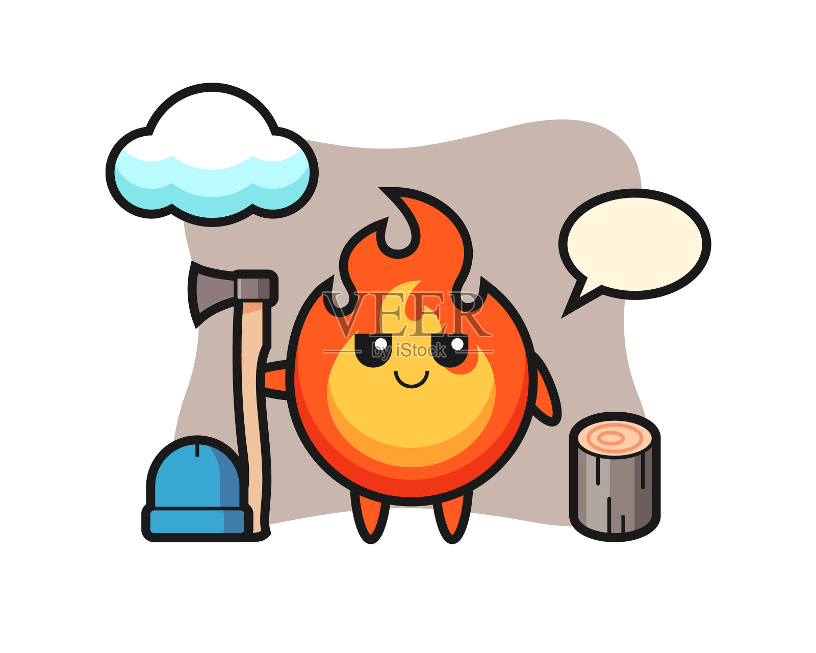 卡通人物火为伐木工设计元素图片