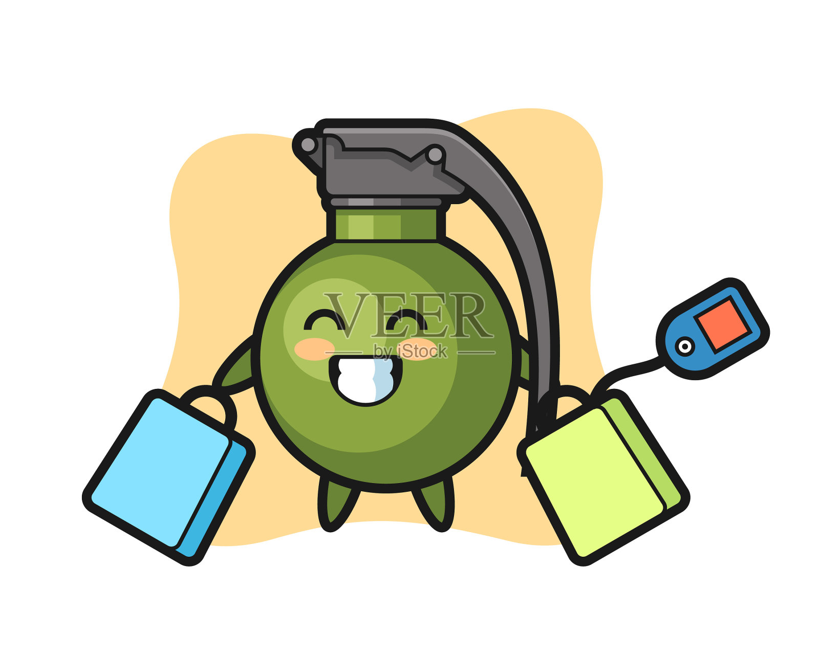 手雷吉祥物卡通拿着购物袋设计元素图片