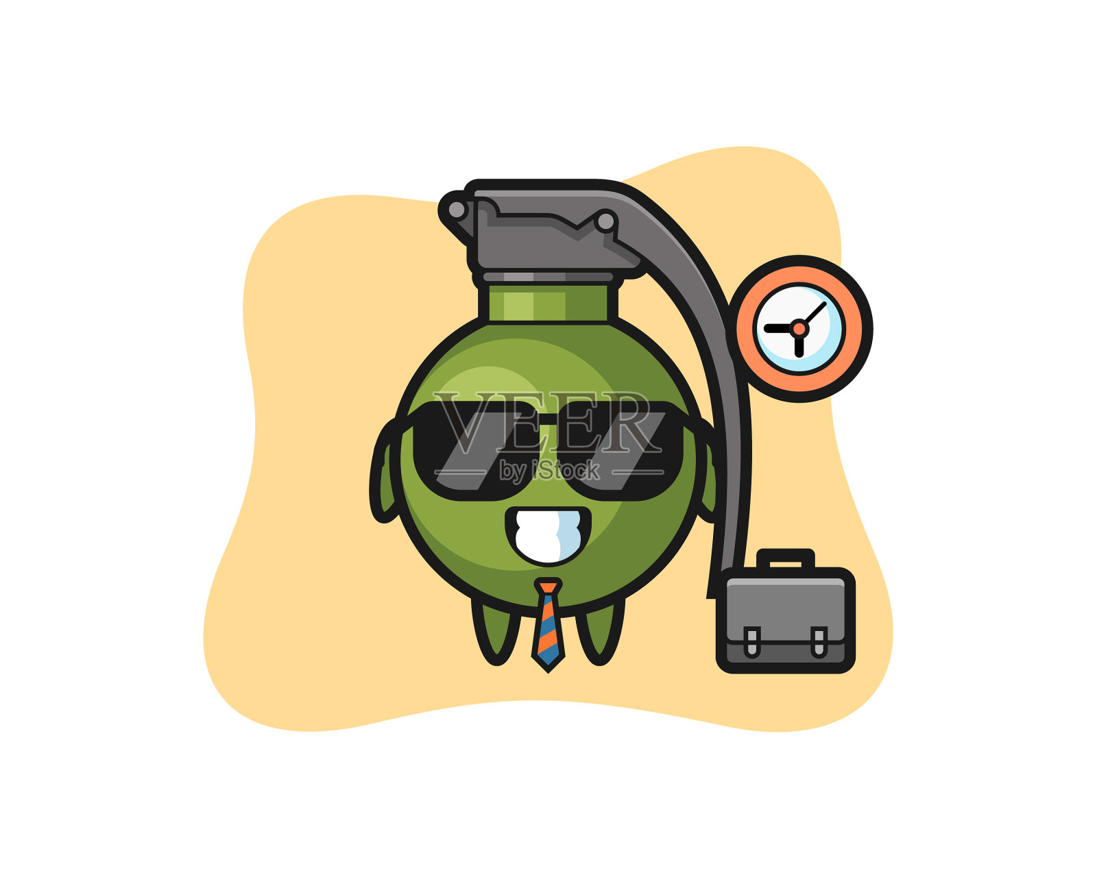 卡通吉祥物手榴弹作为商人设计元素图片