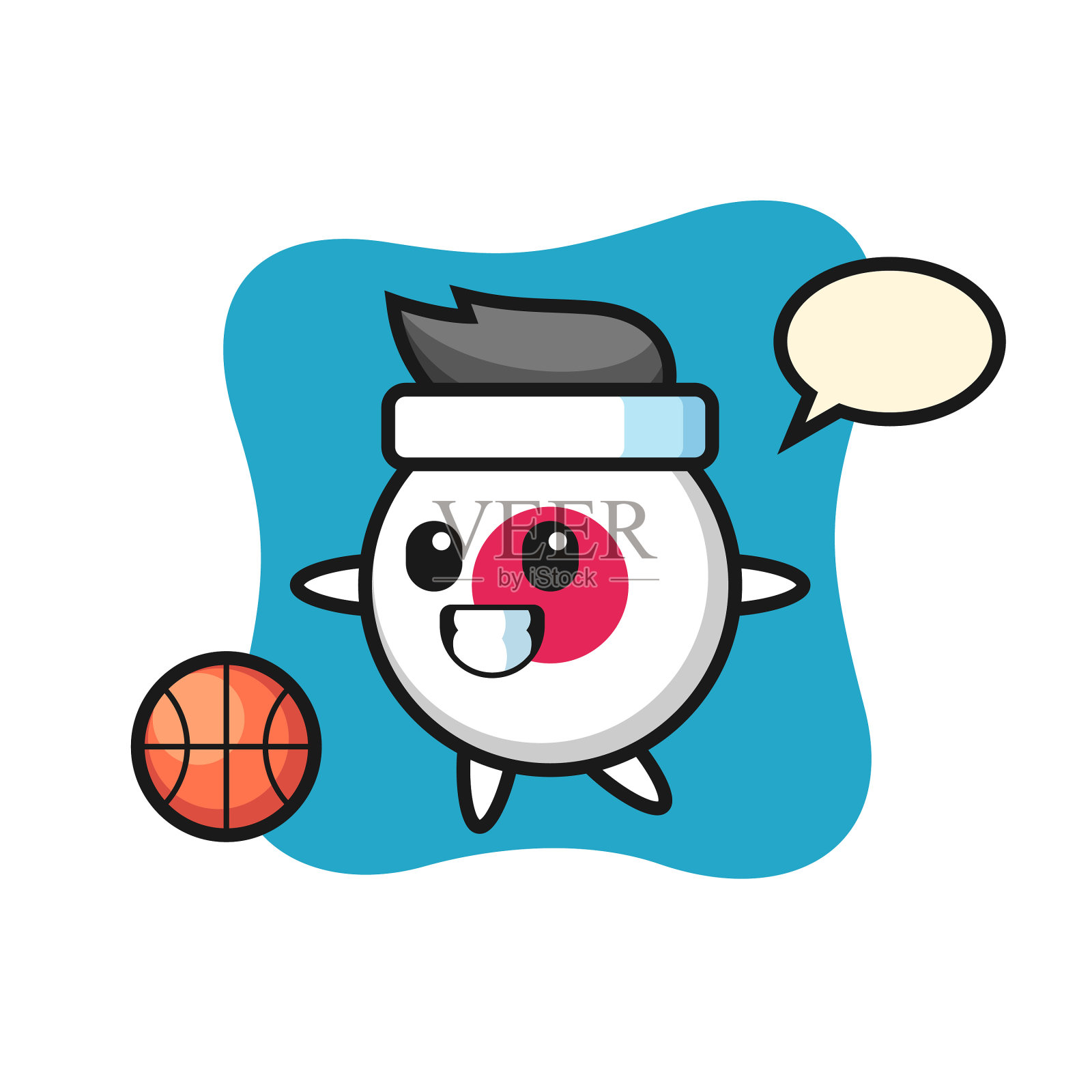 日本国旗徽章卡通是打篮球插画图片素材