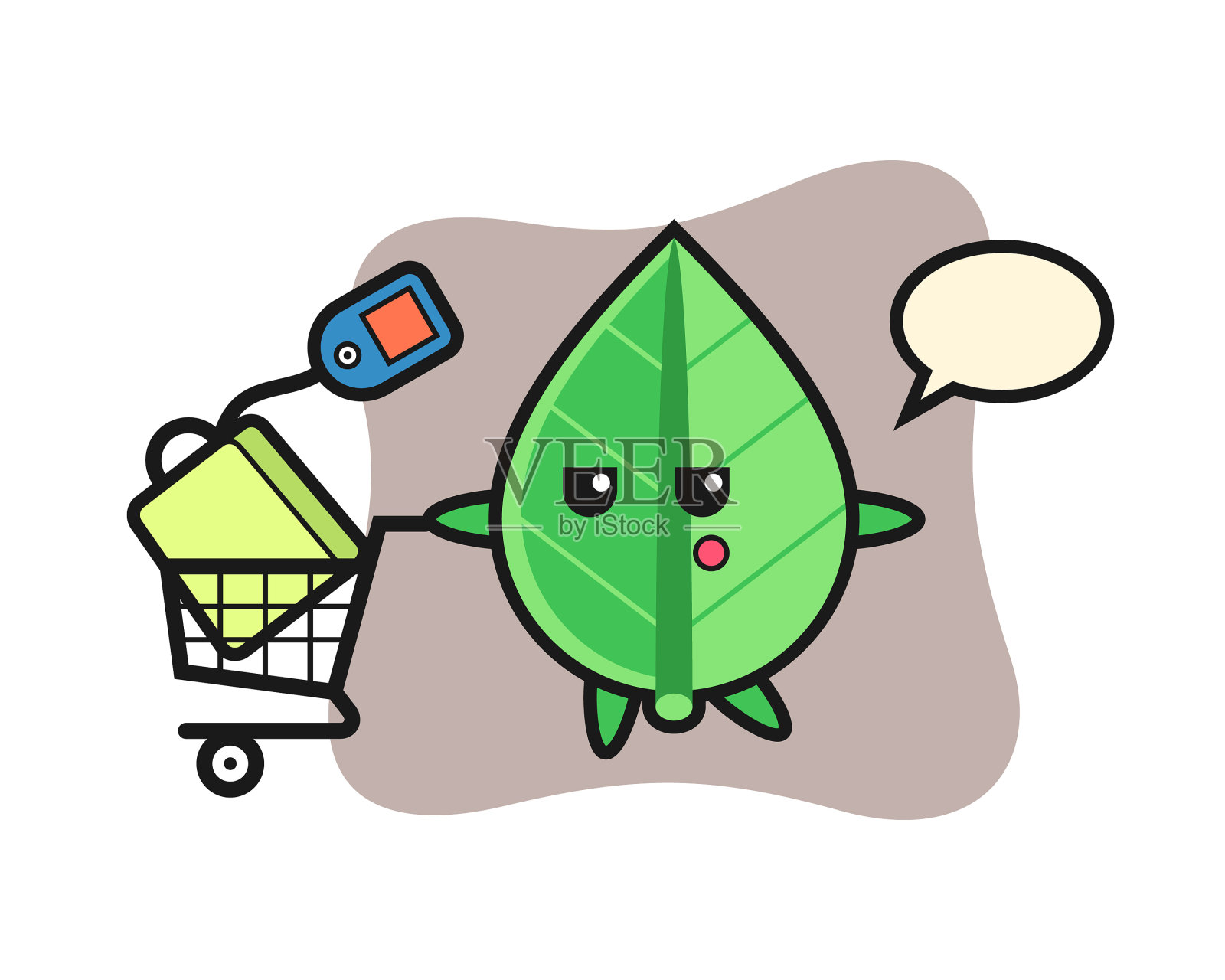 树叶卡通与购物车设计元素图片