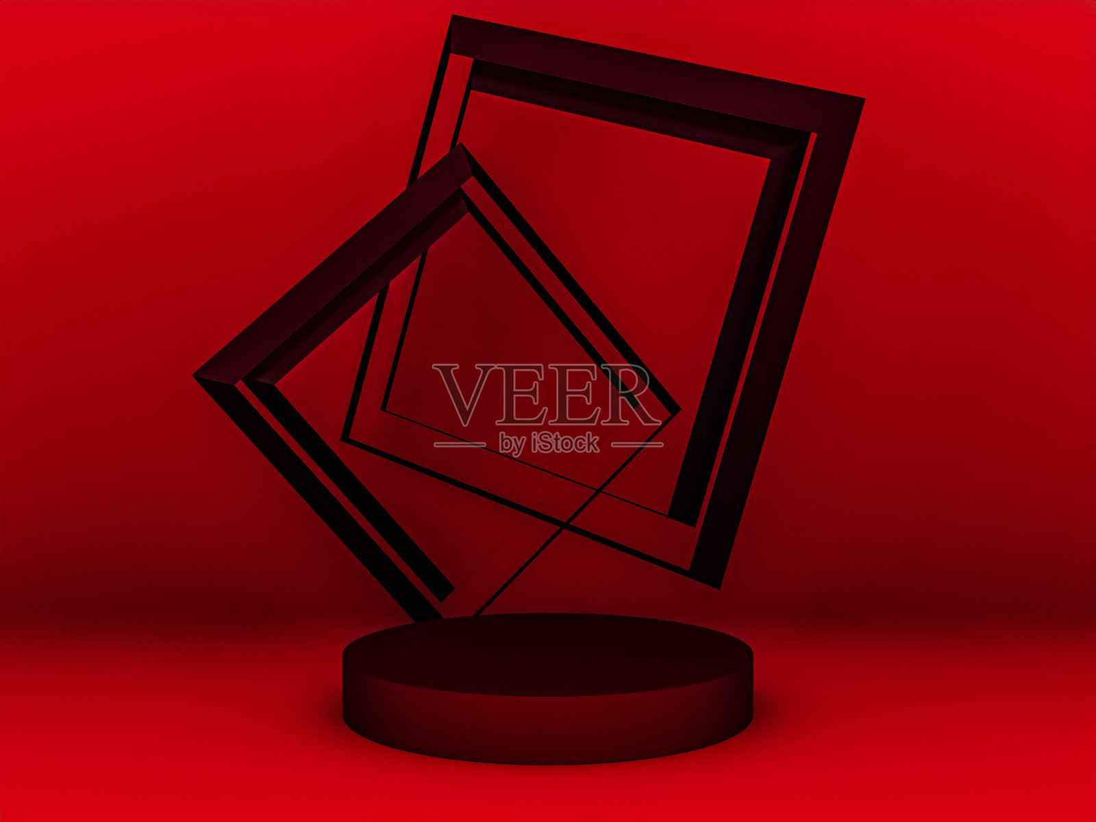场景与红色裙台模拟展示在极简主义风格与复制空间，3d渲染抽象背景设计照片摄影图片