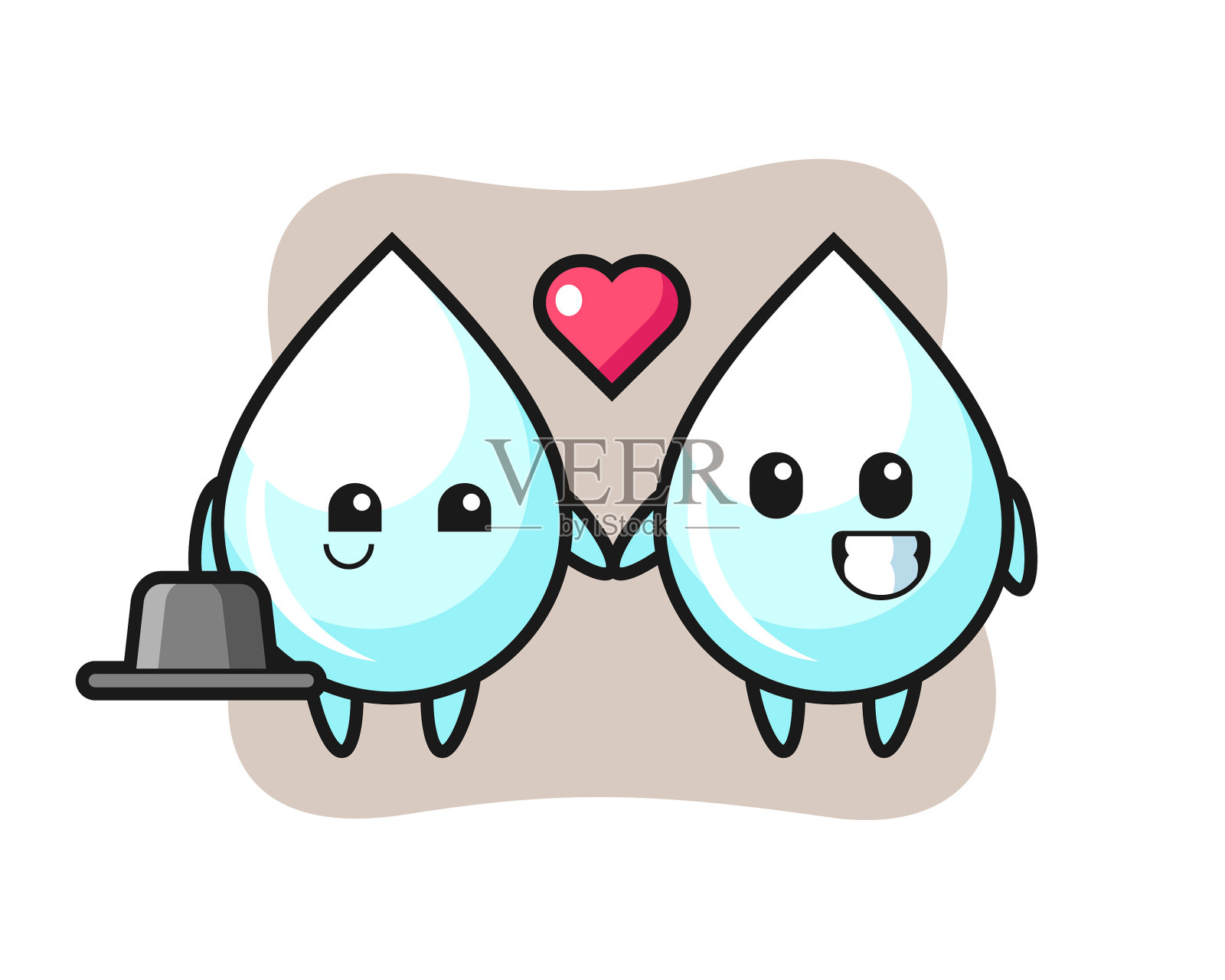 牛奶滴卡通人物夫妇与fall in设计元素图片