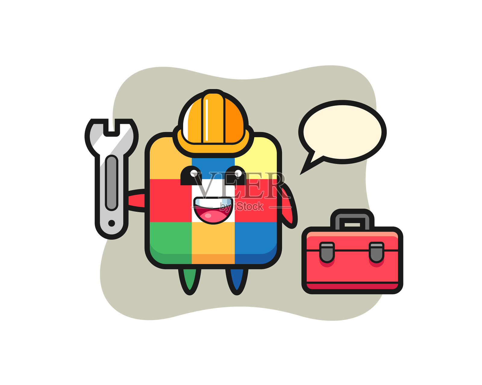 吉祥物卡通魔方作为机修工设计元素图片