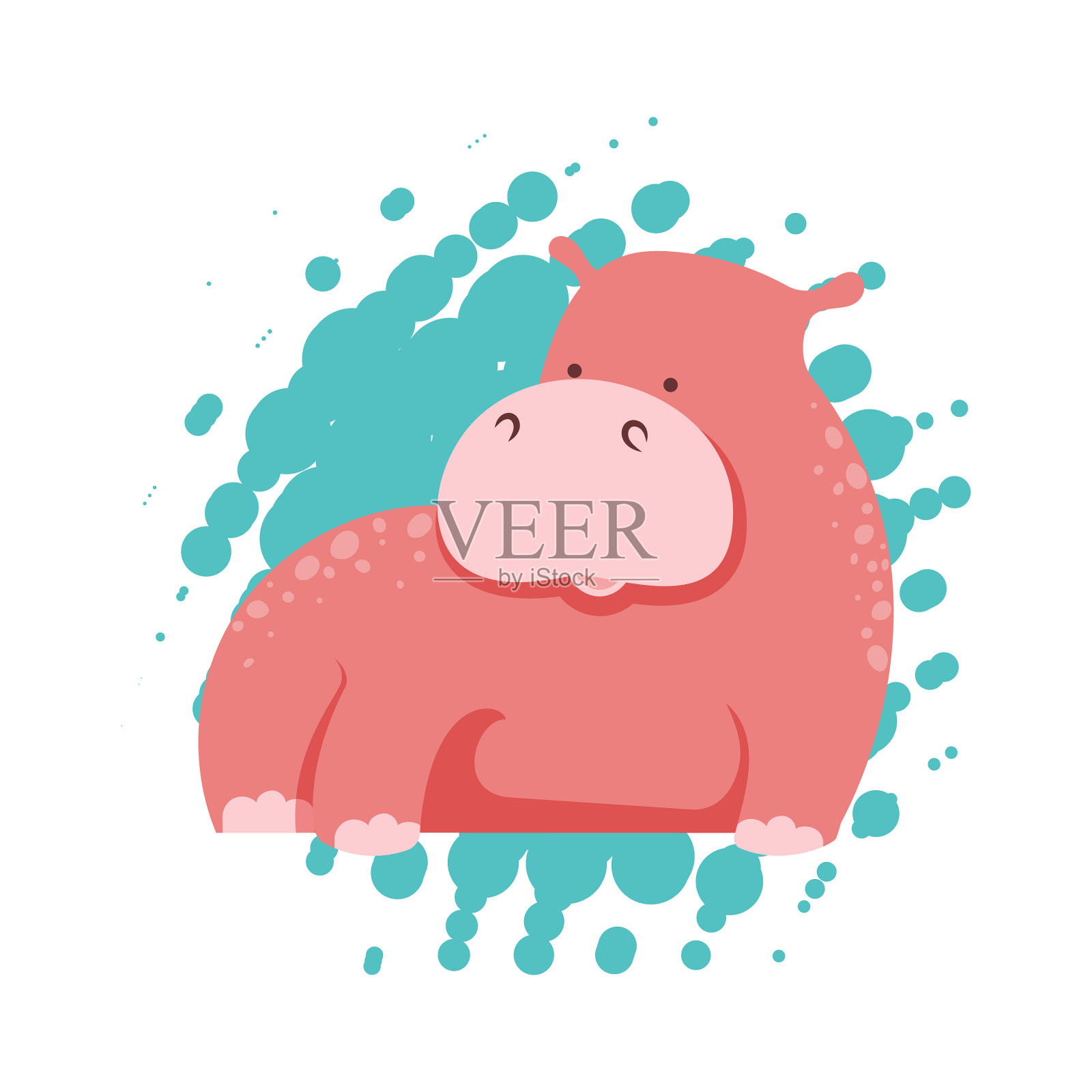 卡通粉色河马或河马插画图片素材