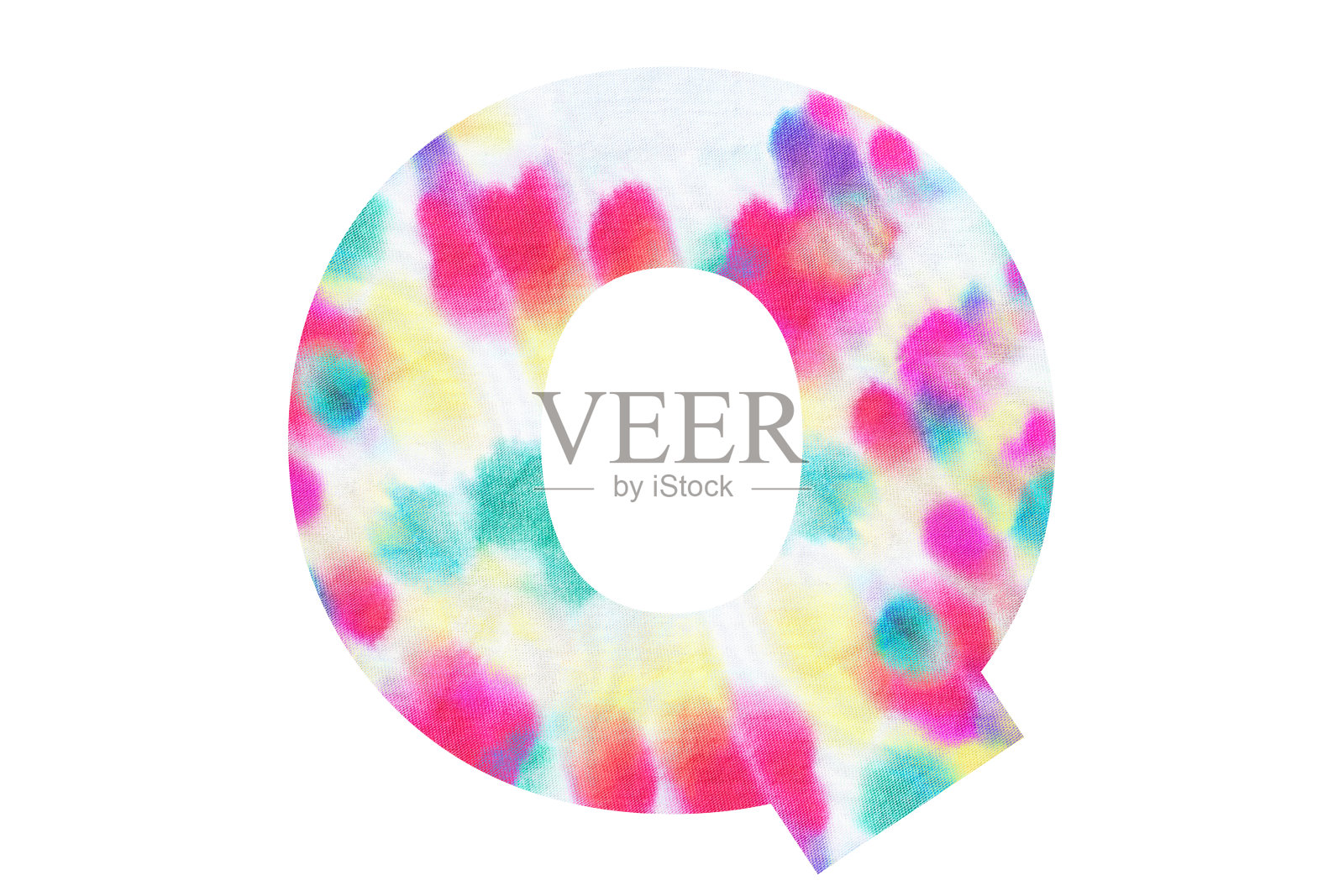 首字母Q与抽象手绘扎染纹理照片摄影图片