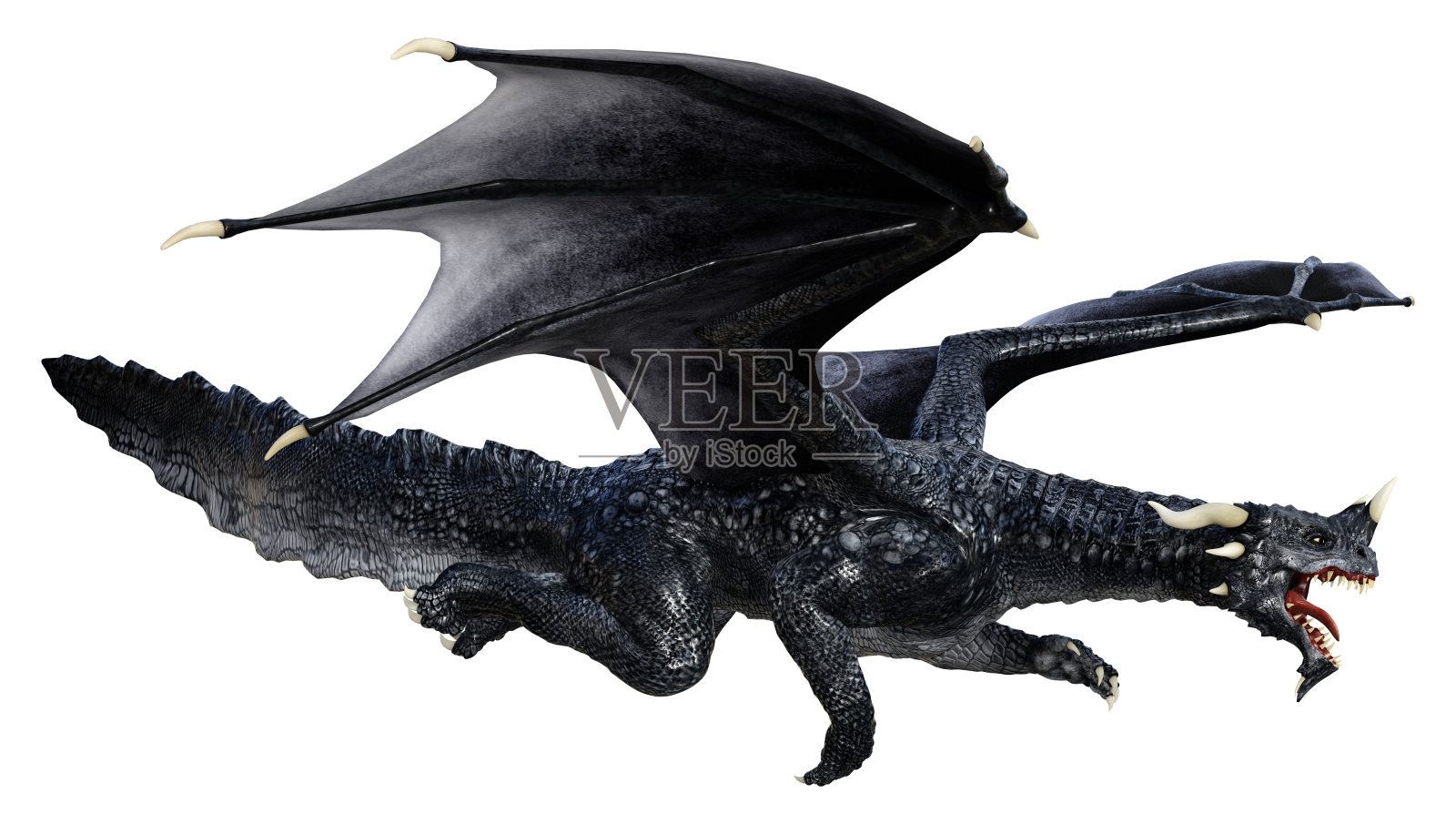 3D插图幻想龙在白色照片摄影图片