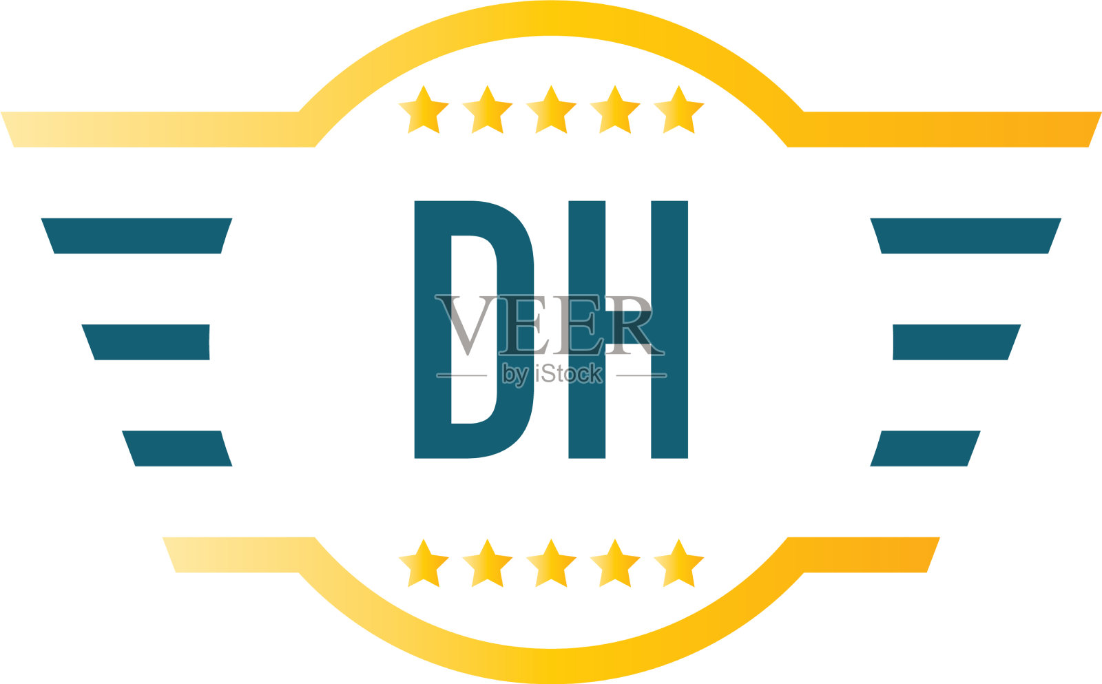 首字母dh翼标志设计模板插画图片素材