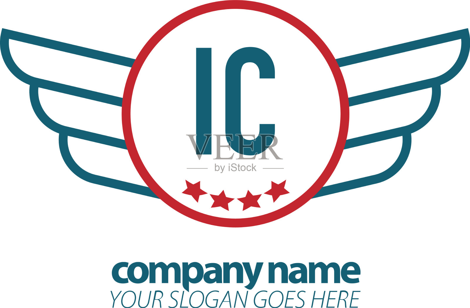 初始字母IC翼标志设计模板插画图片素材