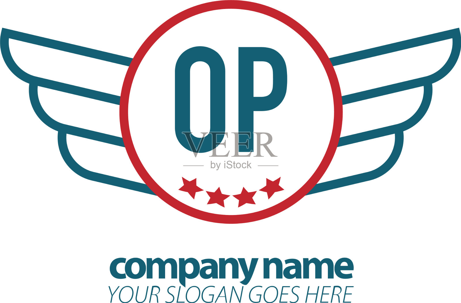 首字母op翼标志设计模板插画图片素材