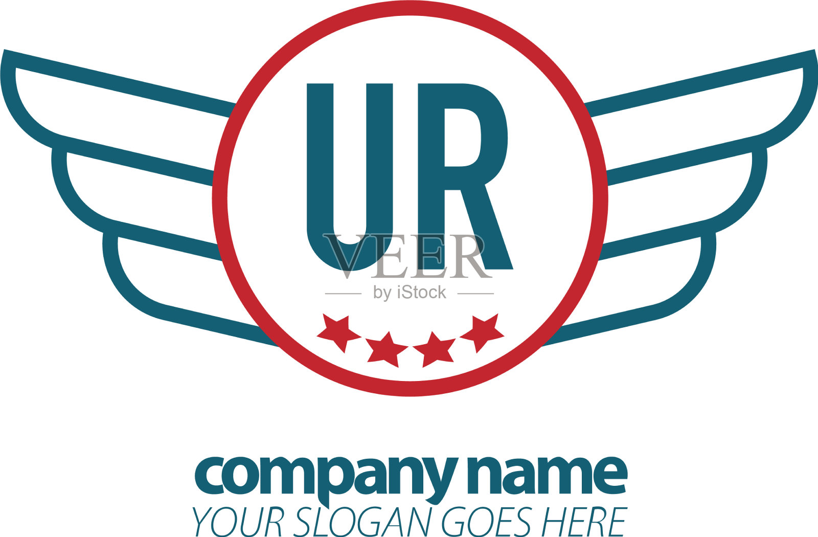 首字母ur翼标志设计模板插画图片素材