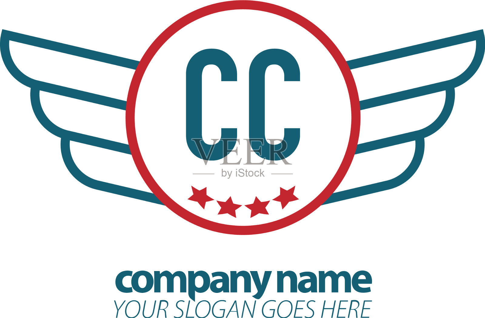 首字母抄送翼标志设计模板插画图片素材